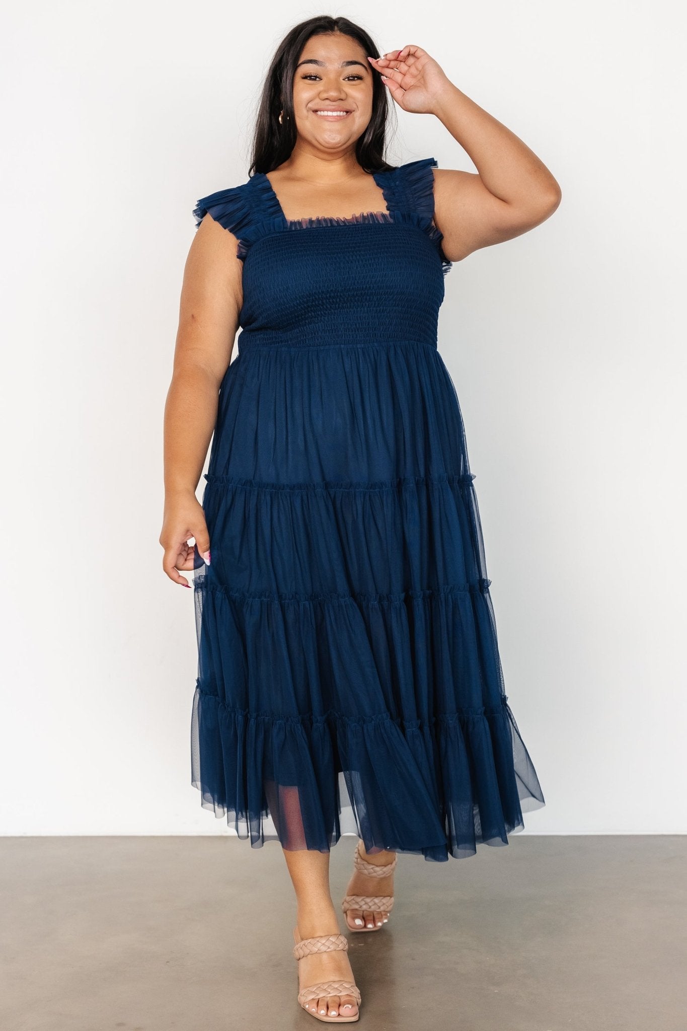 Emma Smocked Tulle Dress | Navy Outlet Manchester