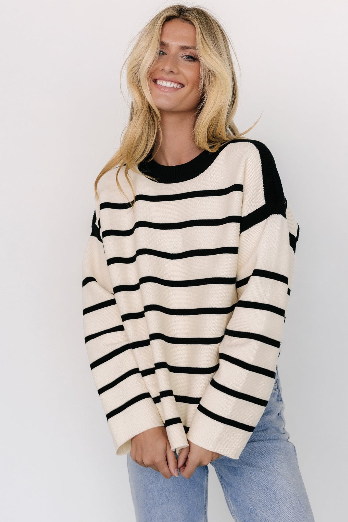 Conway Striped Sweater | Cream + Black Many Kinds Of Cheap Pice