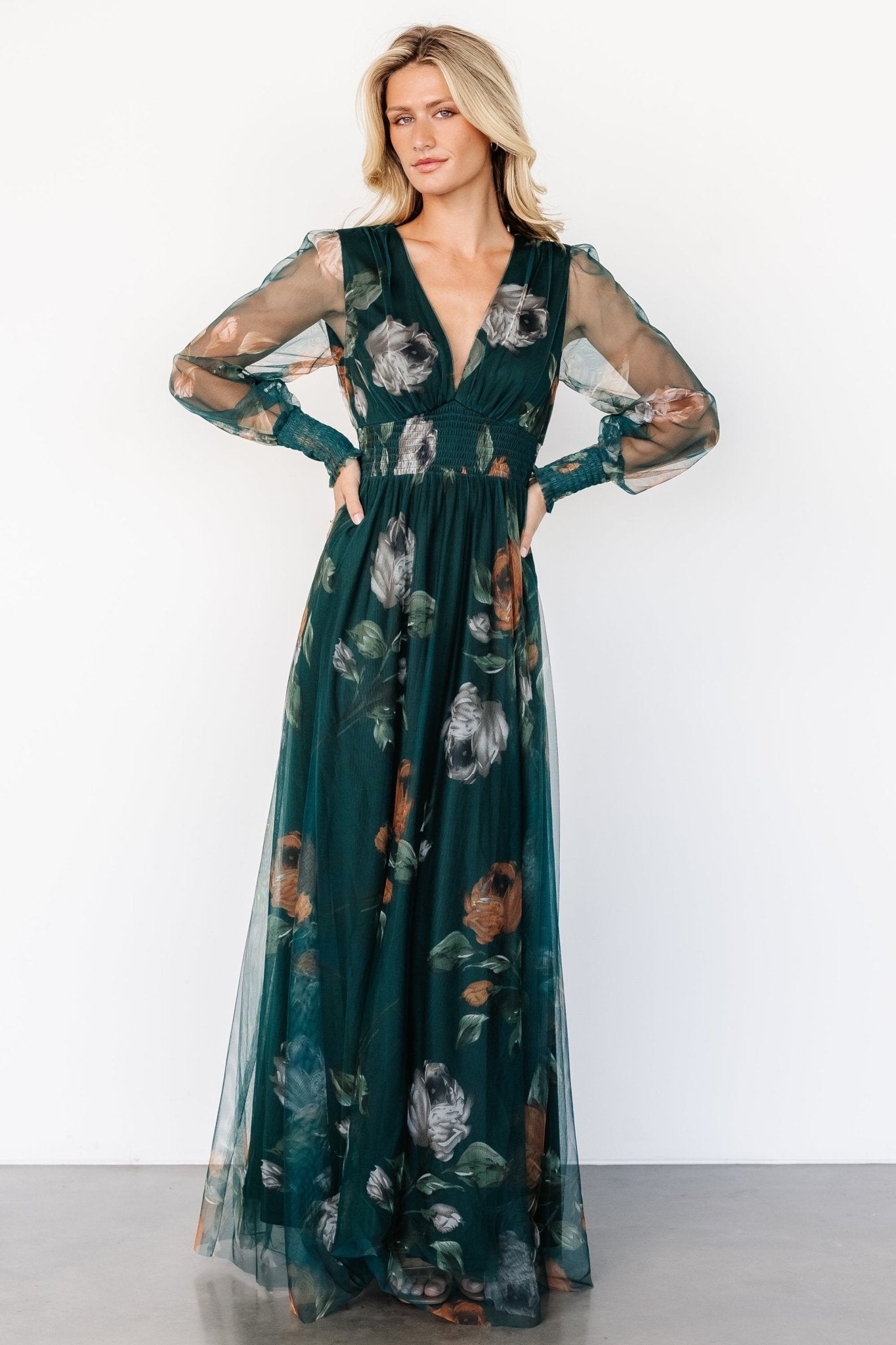 Layla Tulle Maxi Dress | Deep Topaz Floral Buy Cheap Explore