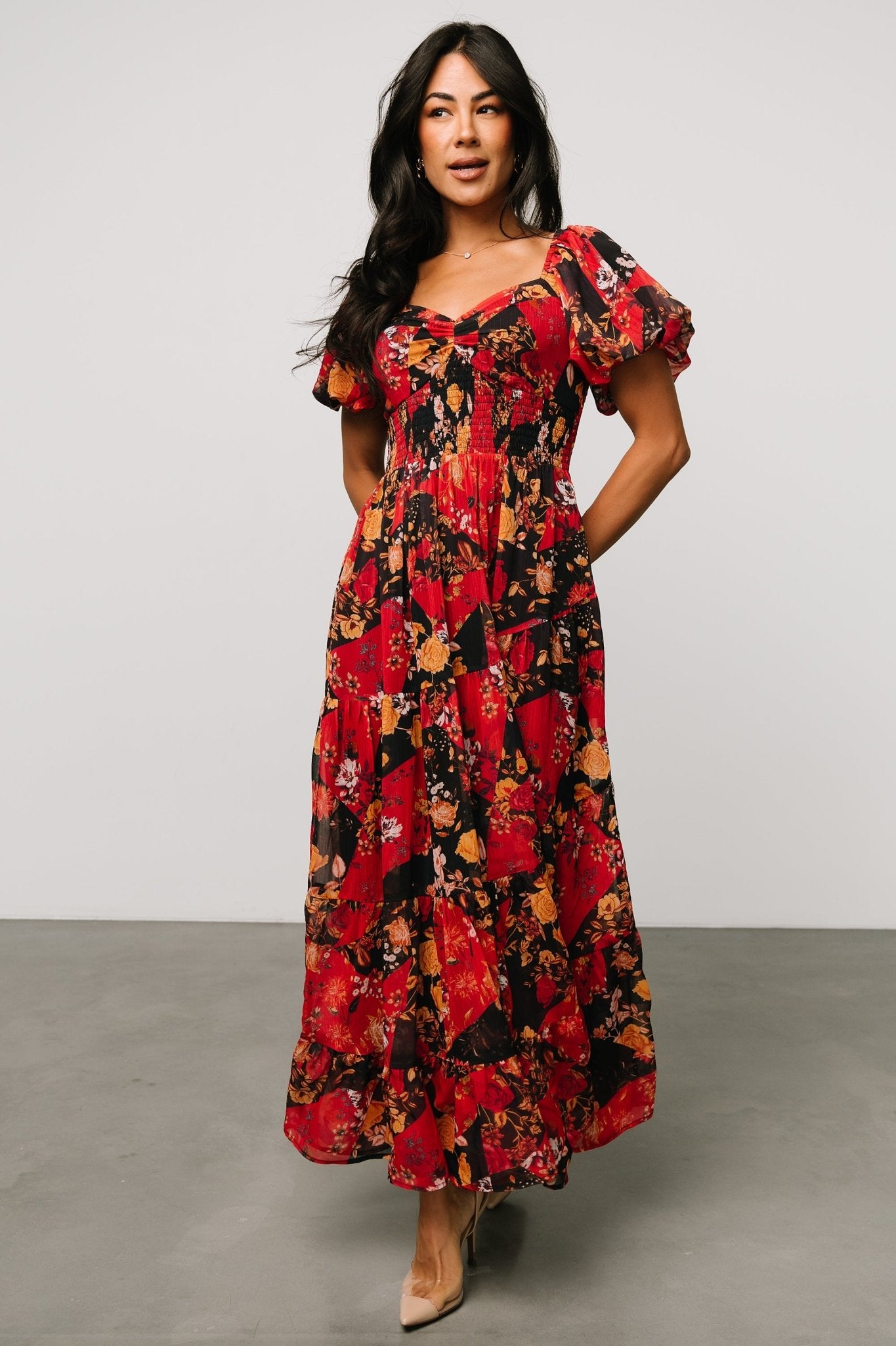 Suzy Maxi Dress | Black + Red Multi Sale 100% Guaranteed