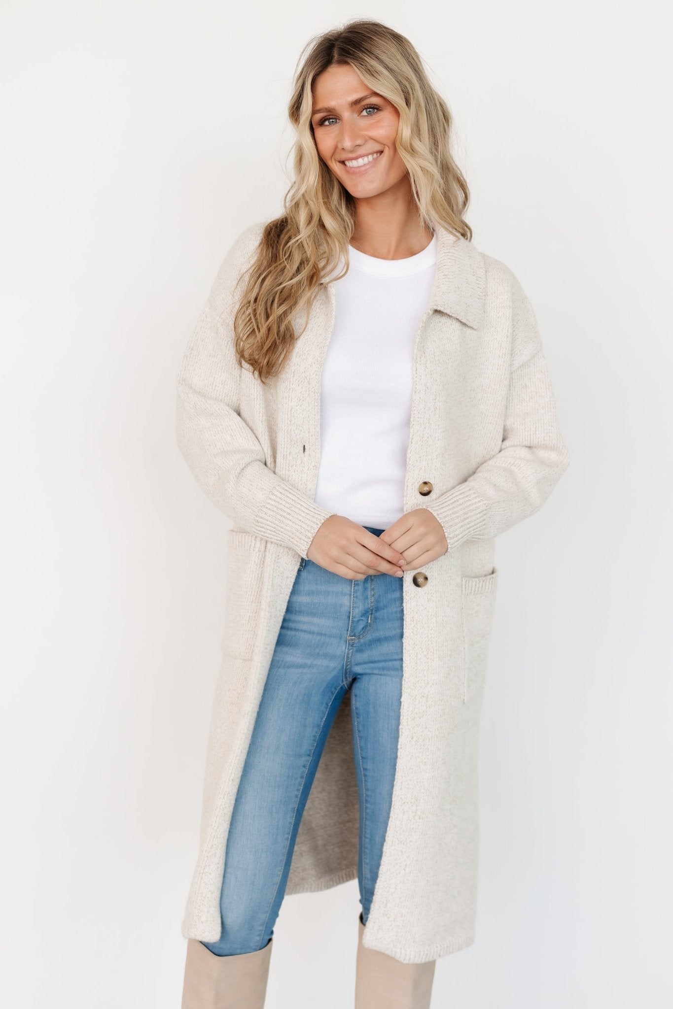 Ontario Long Button Cardigan | Oatmeal Cheap Sale Amazon