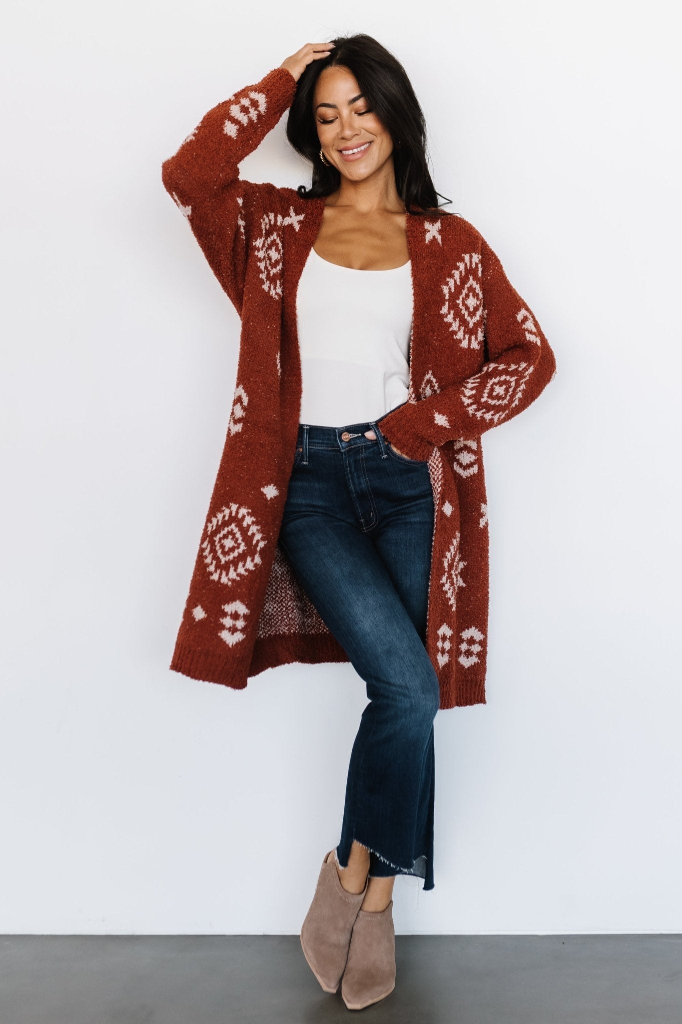 Missoula Oversized Cardigan | Rust + Beige Top Quality Sale Online