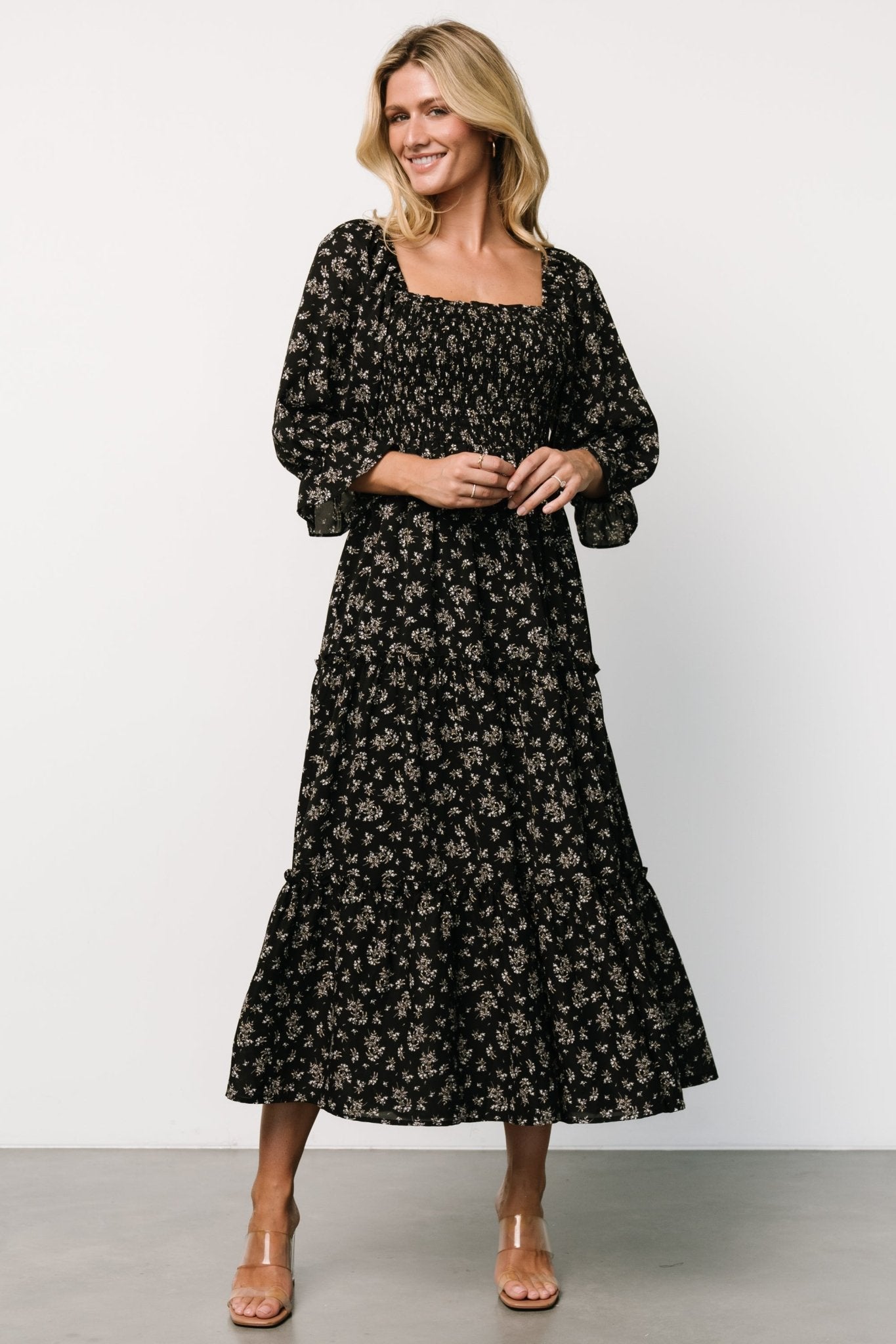 Margareta Tiered Dress | Black Floral Footlocker Online