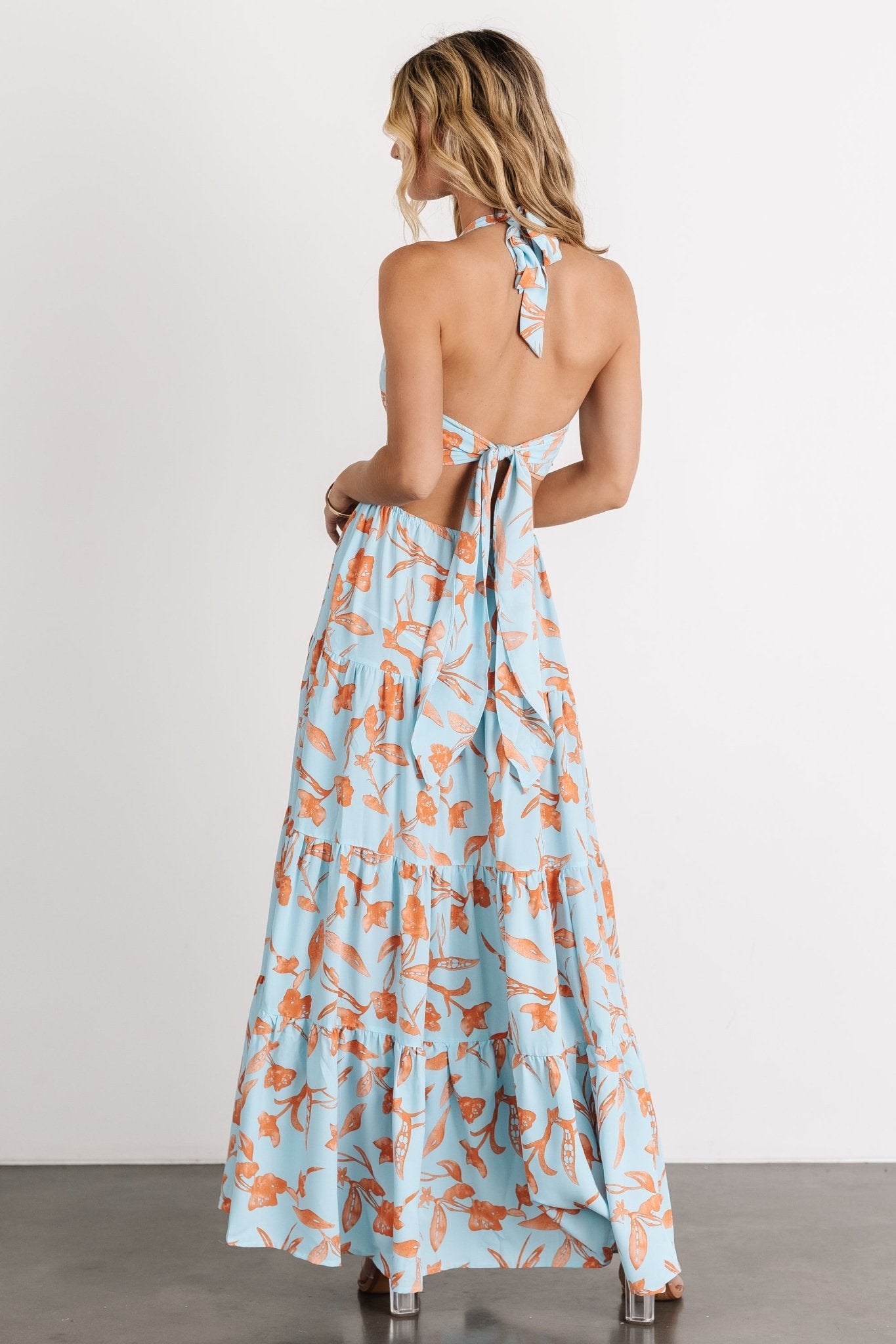 Laie Back Tie Maxi Dress | Blue + Orange Shop For Cheap Online