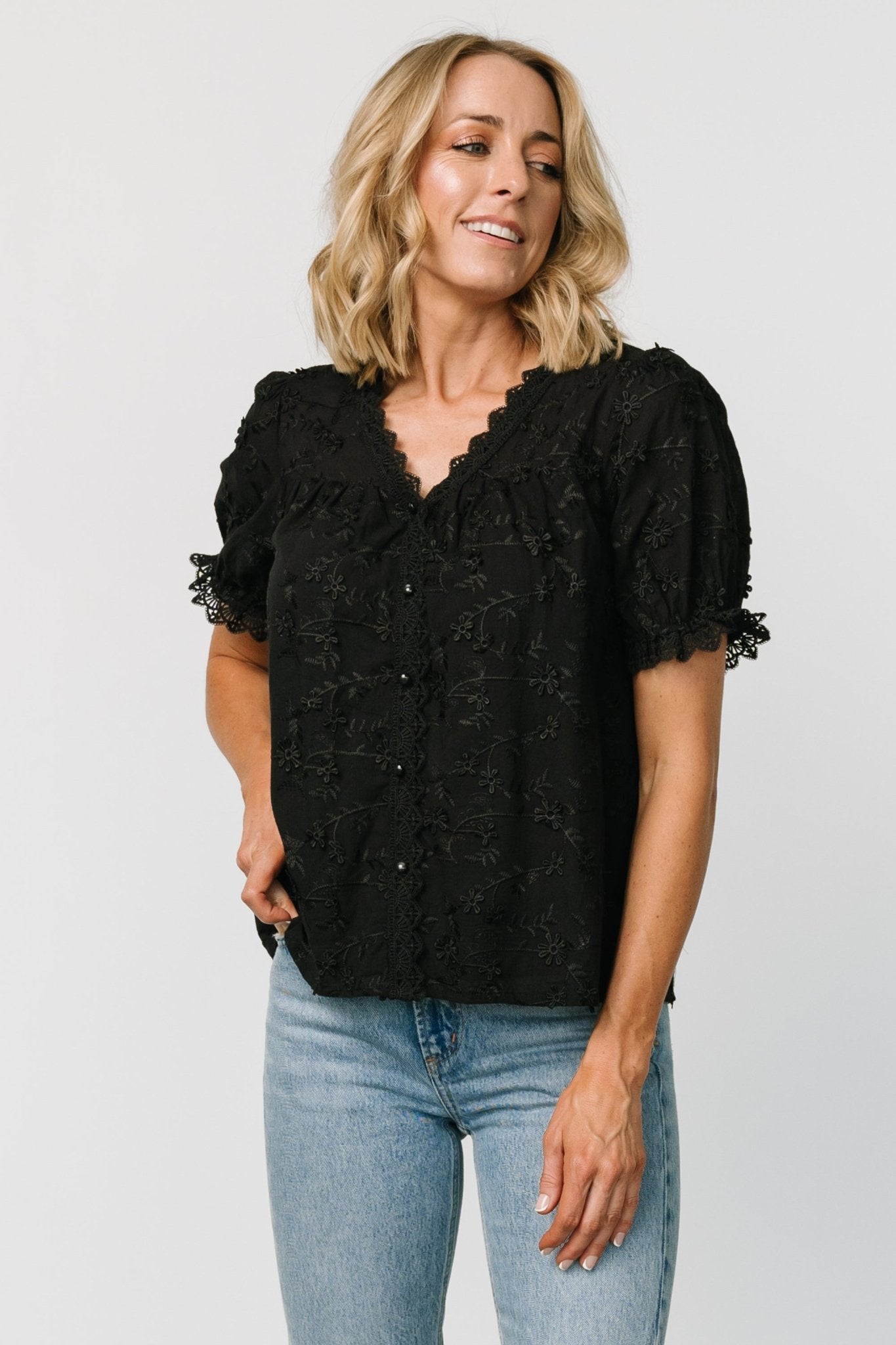 Pauline Embossed Top | Black 2025 New For Sale