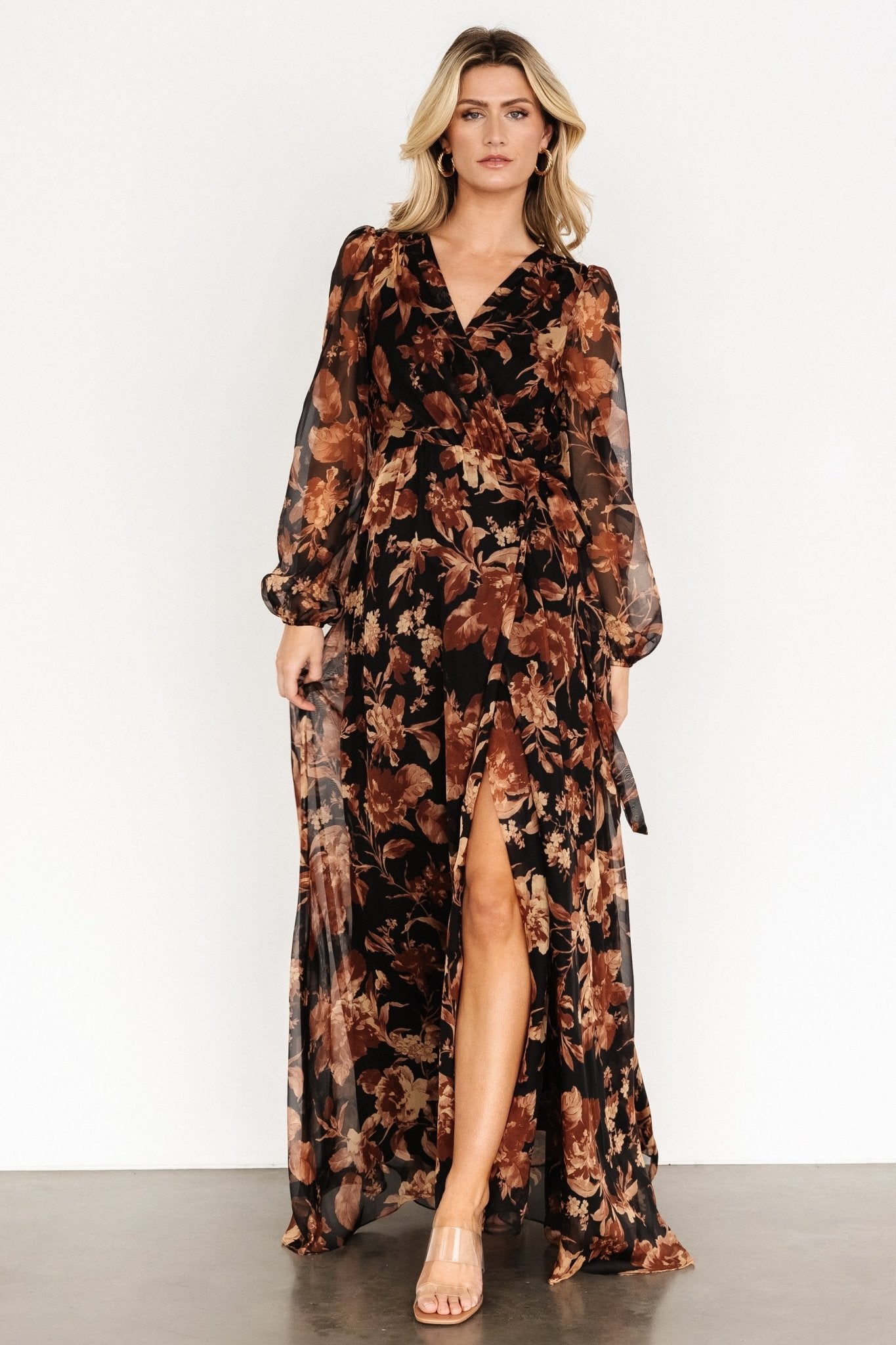 Maura Wrap Maxi Dress | Black Print Free Shipping Outlet