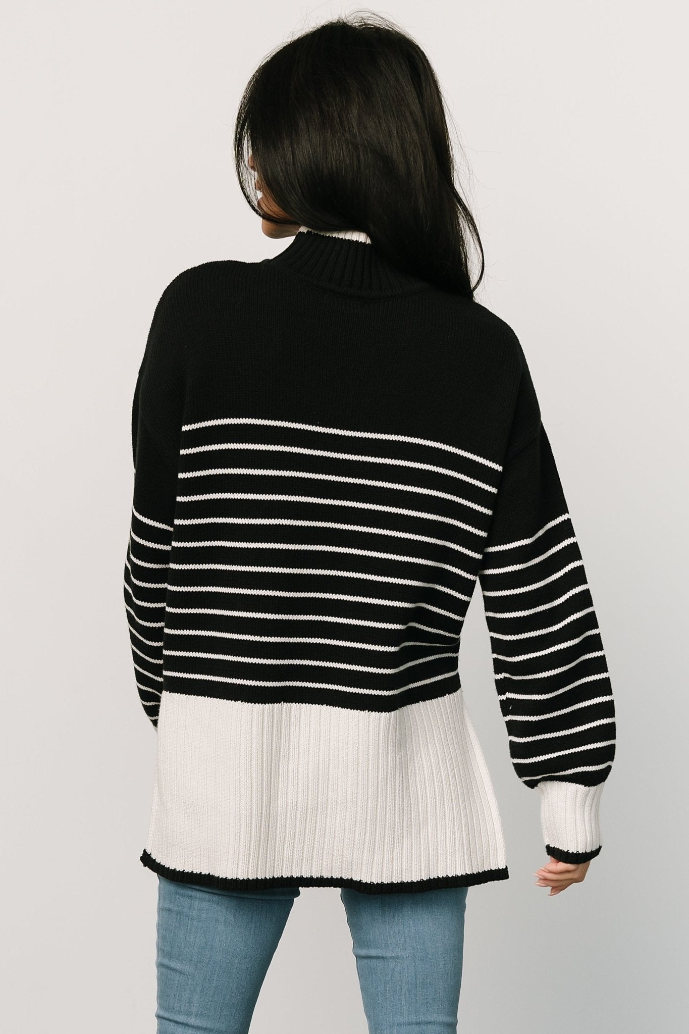 Benedict Stripe Knit Sweater | Black + Cream Clearance Amazon