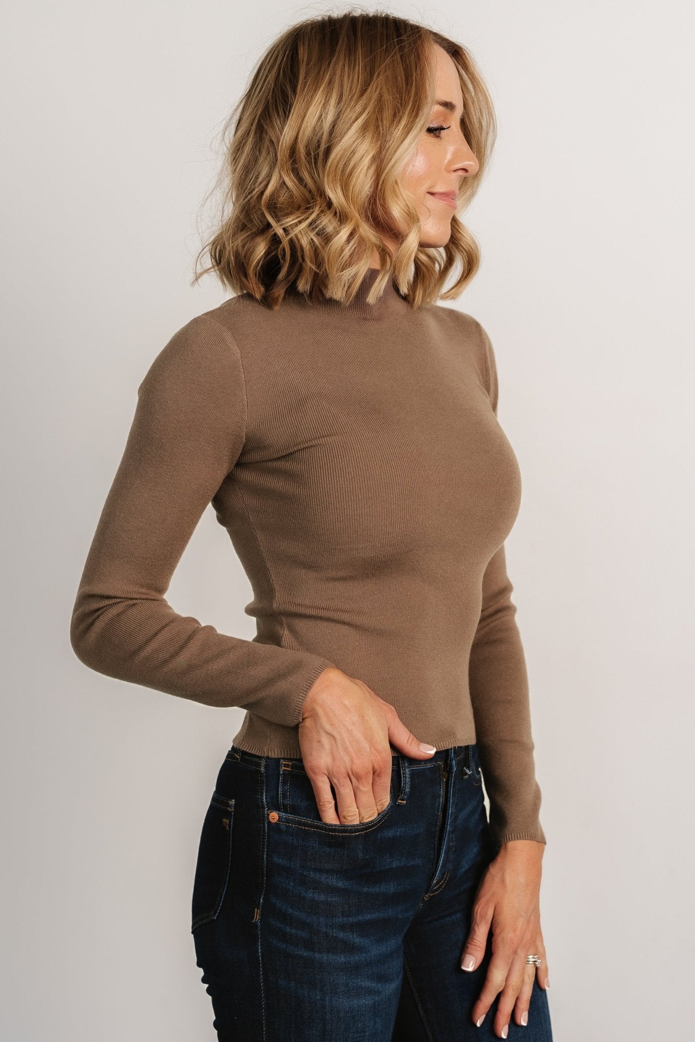 Frances Knit Top | Mocha Classic