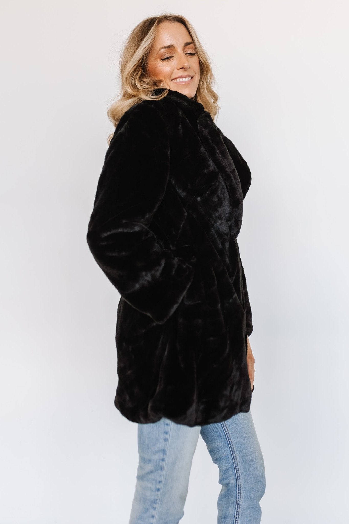 Narla Faux Fur Coat | Black Classic Cheap Pice