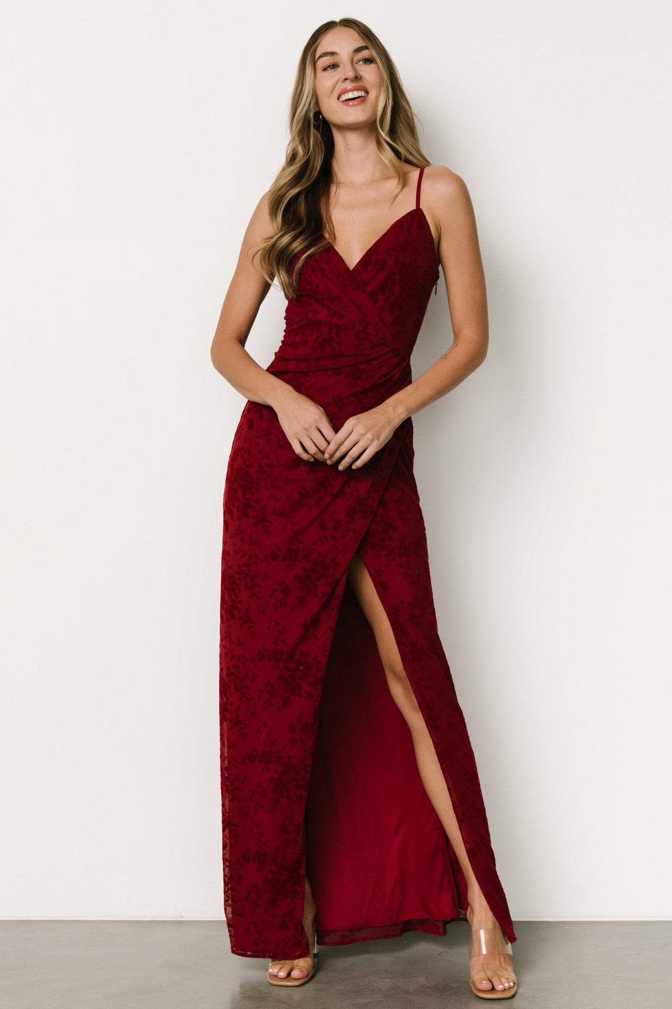 Ayesha Fitted Gown | Burgundy Discounts Sale Online