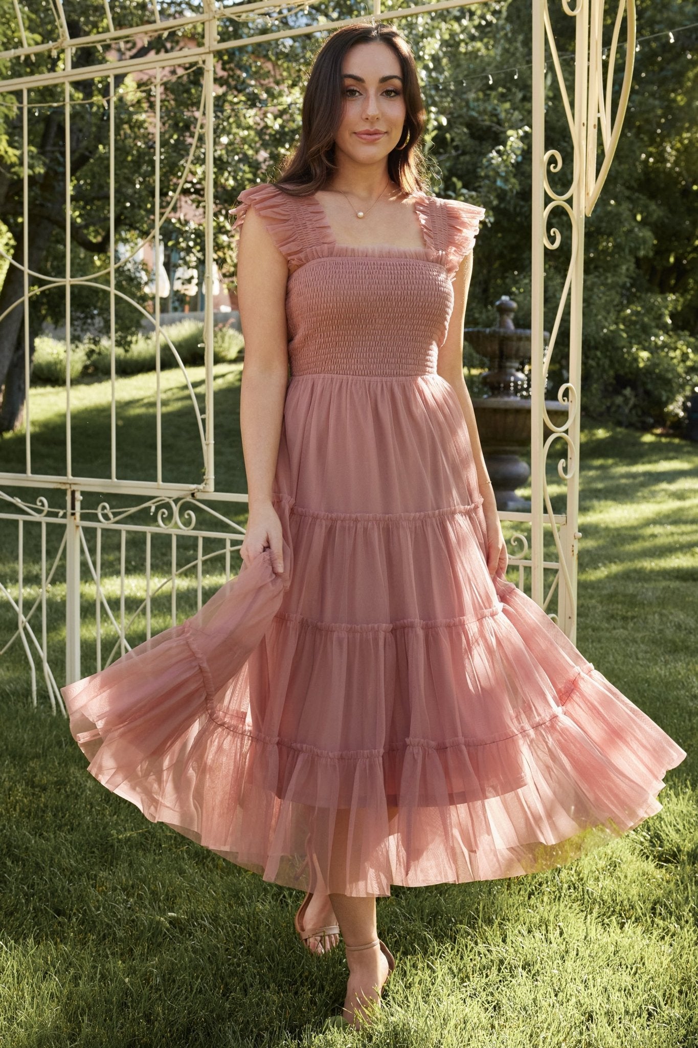 Emma Smocked Tulle Dress | Dusty Rose Cheap Finishline