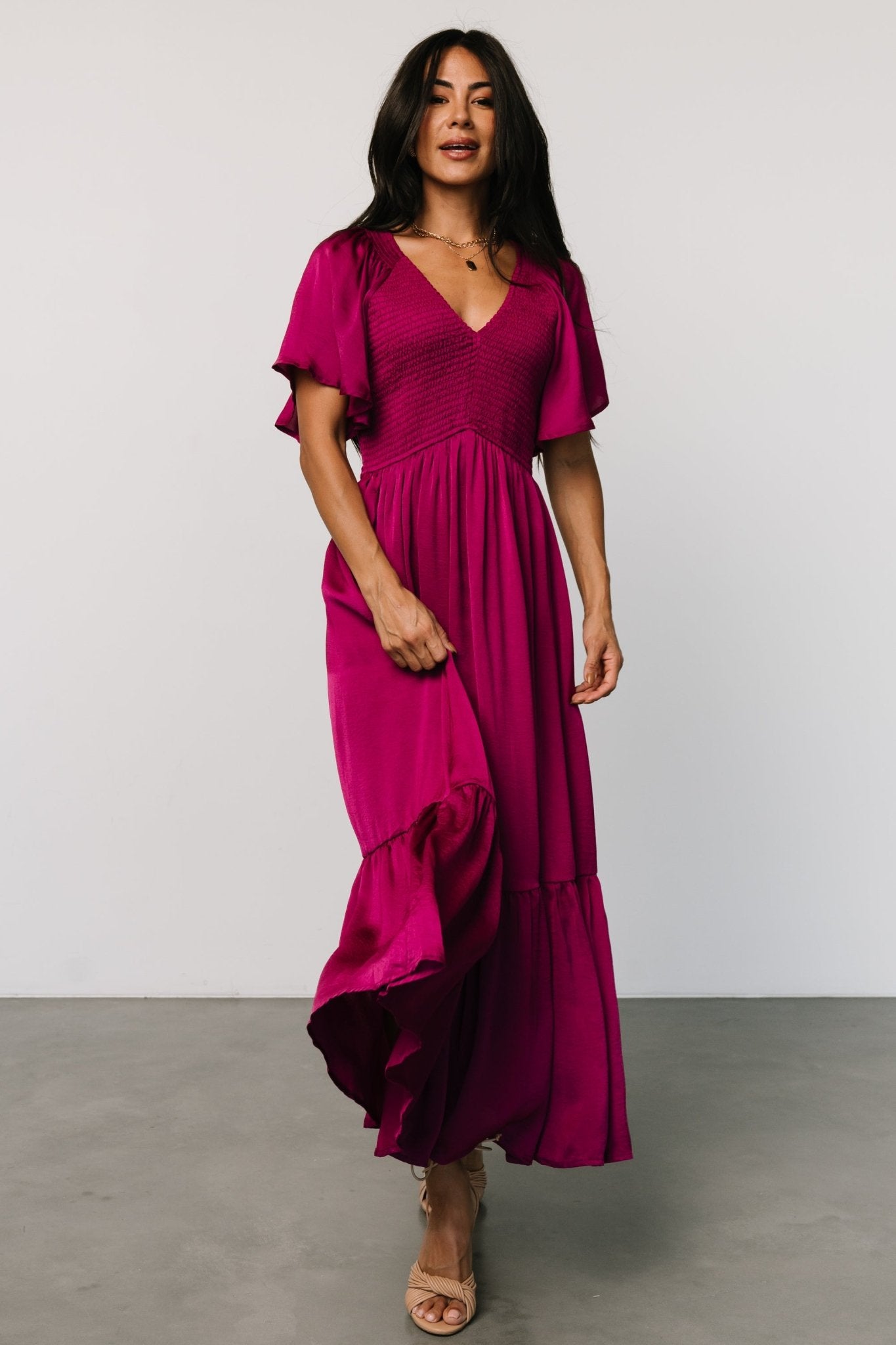 Lovell Smocked Midi Dress | Wine Berry Outlet Newest