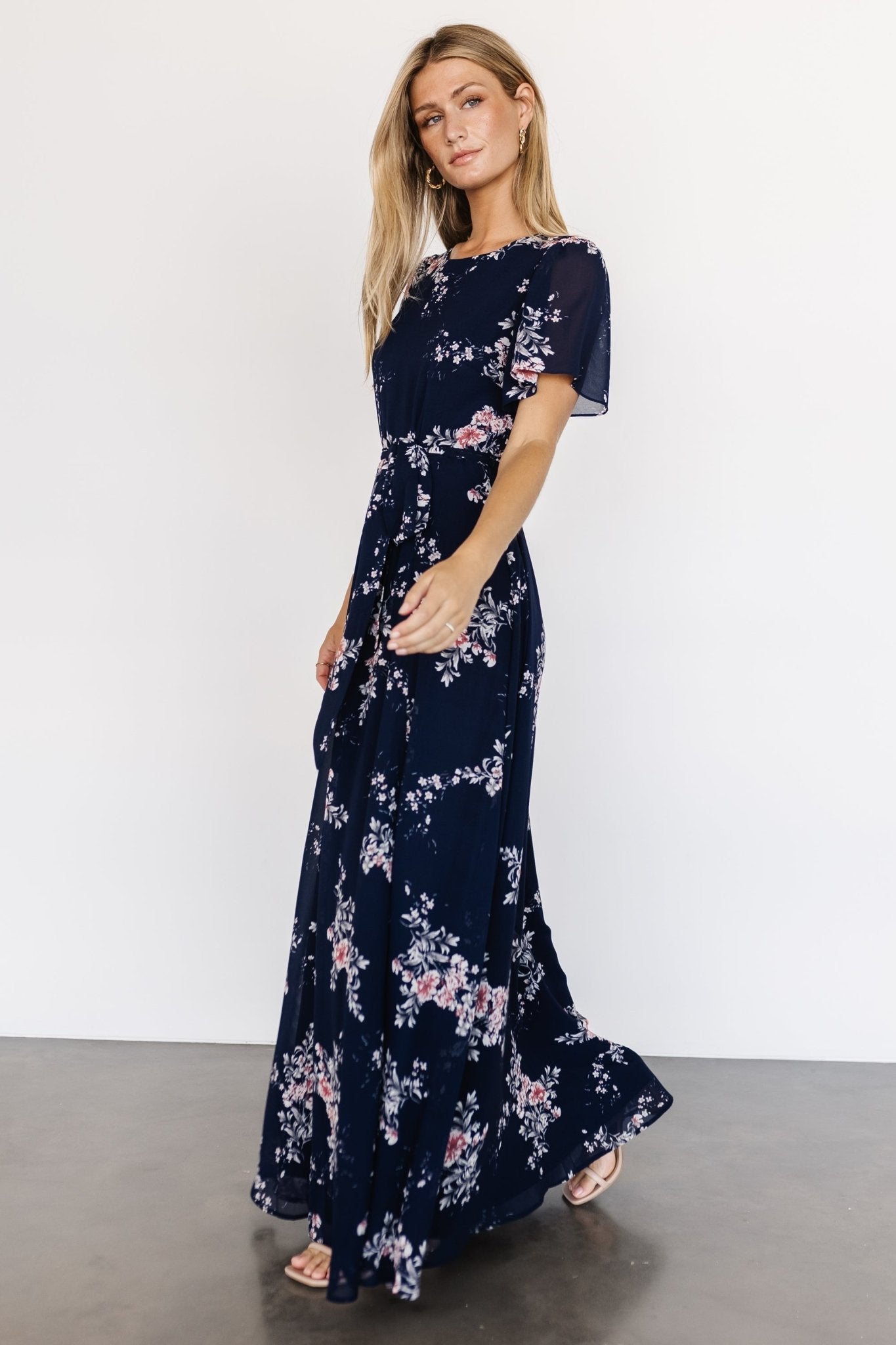 Naomi Short Sleeve Maxi Dress | Navy Floral Cheap Shop