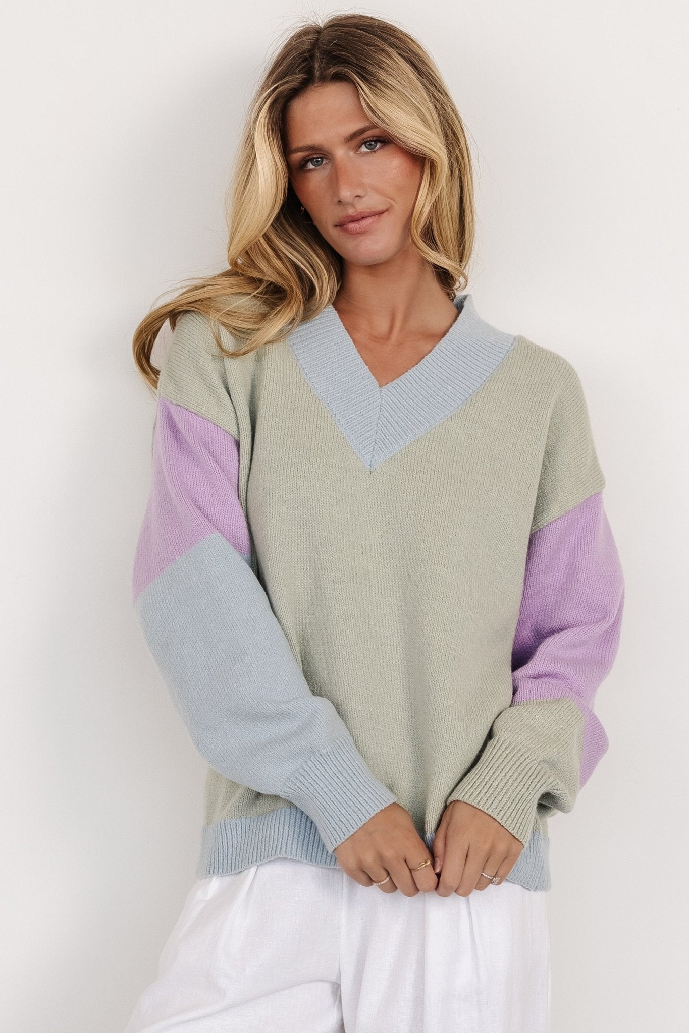 Varsity Color Block Sweater | Sage Fashionable