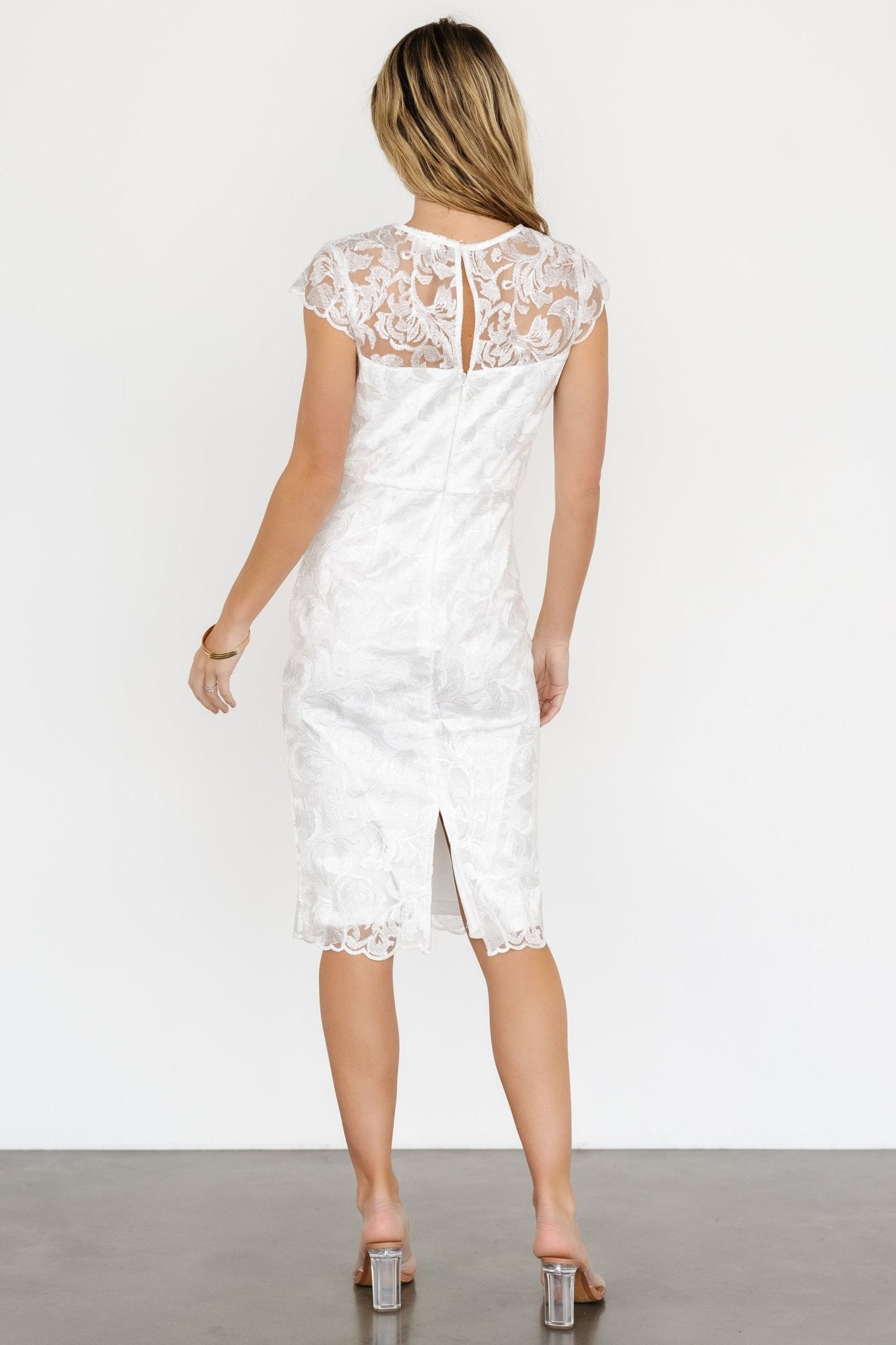 Jacqueline Embossed Midi Dress | White Free Shipping Cheap