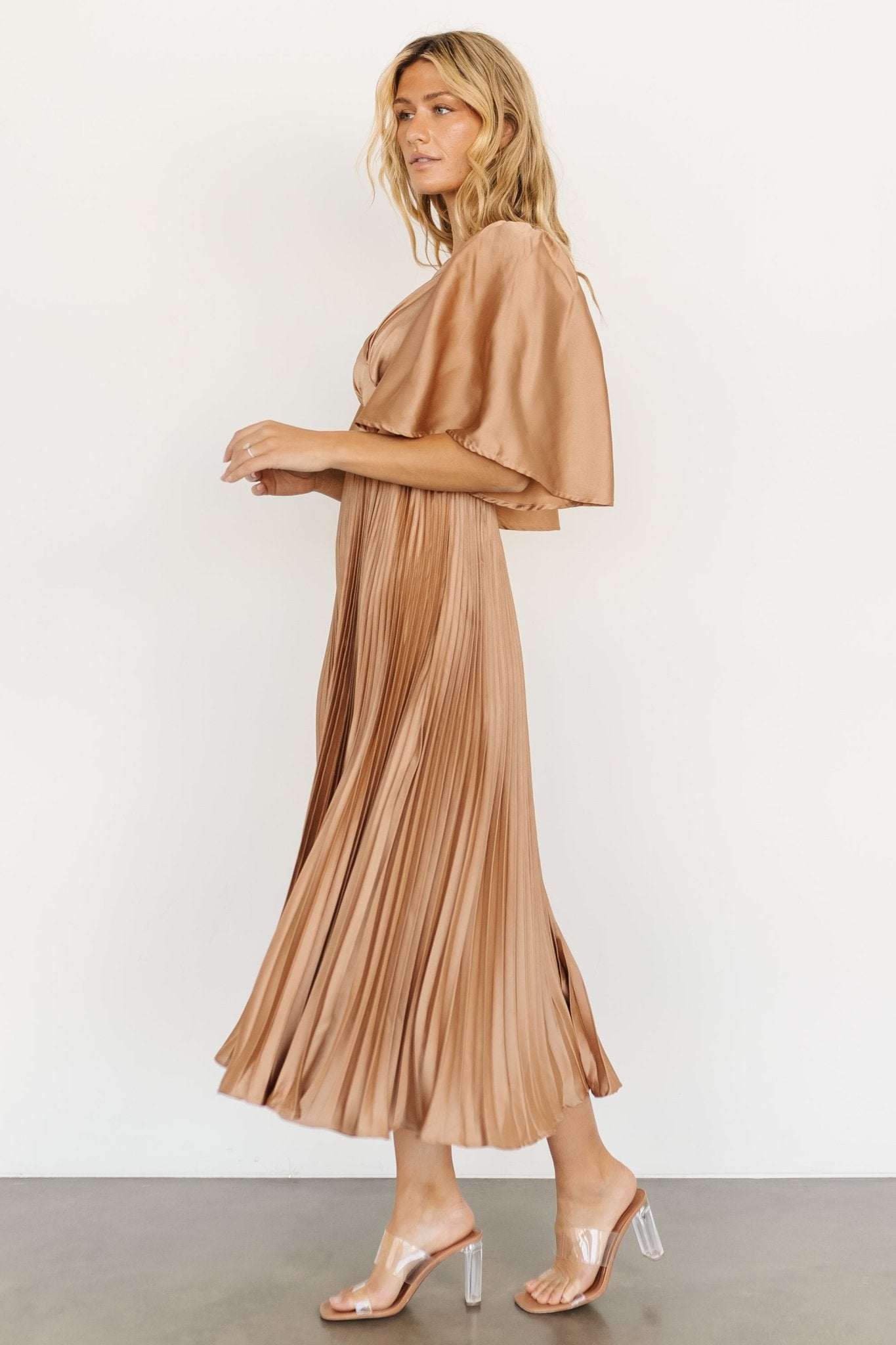 Aubree Pleated Dress | Champagne Sale Amazon