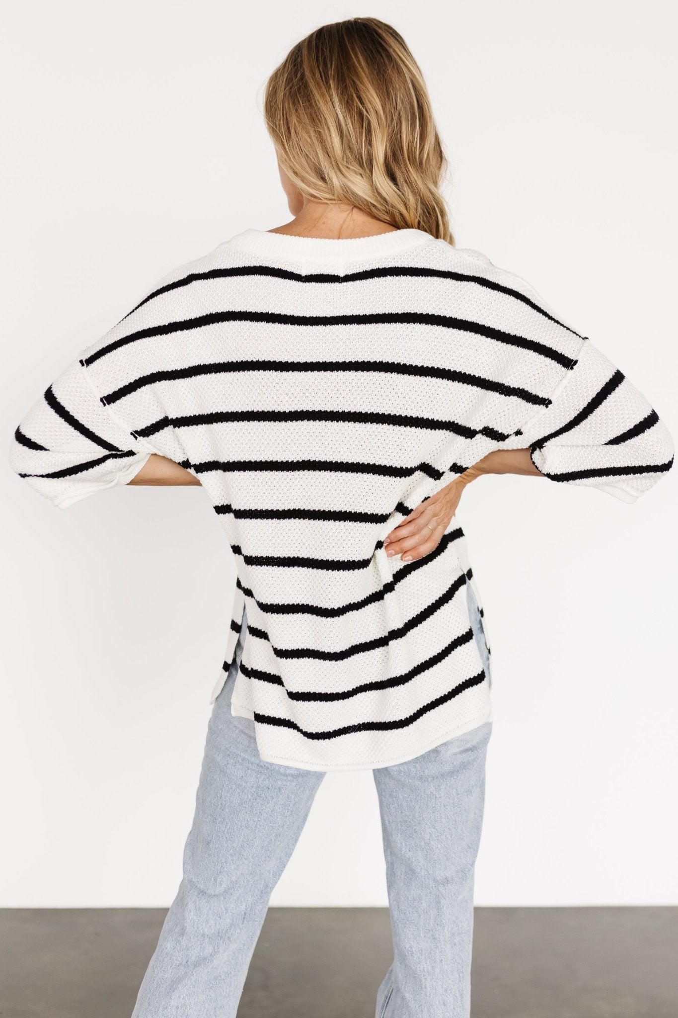 Maddock Knit Top | Off White + Black Cheap Pice Wholesale