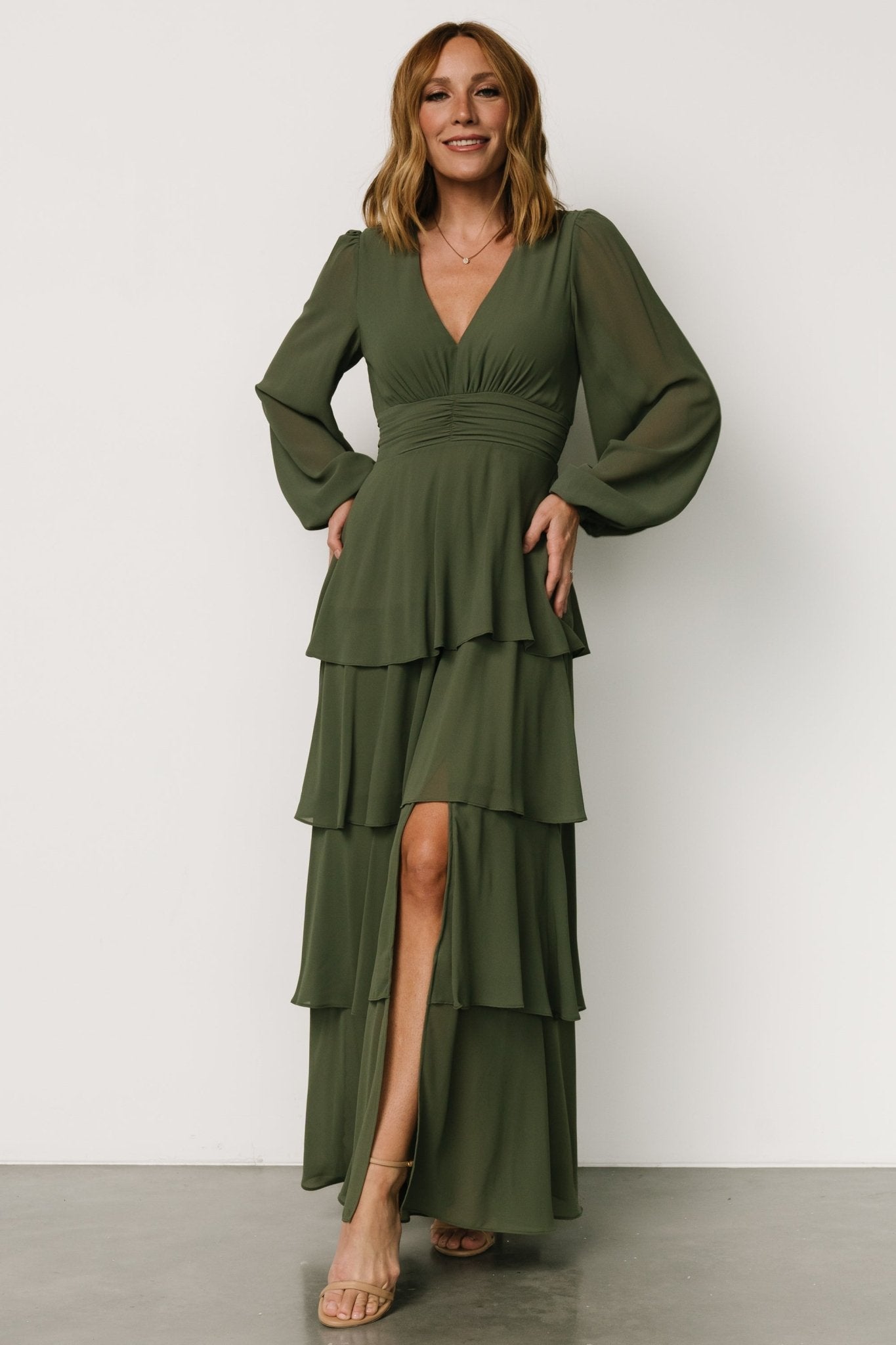 Mariella Tiered Maxi Dress | Dark Sage Free Shipping Largest Supplier