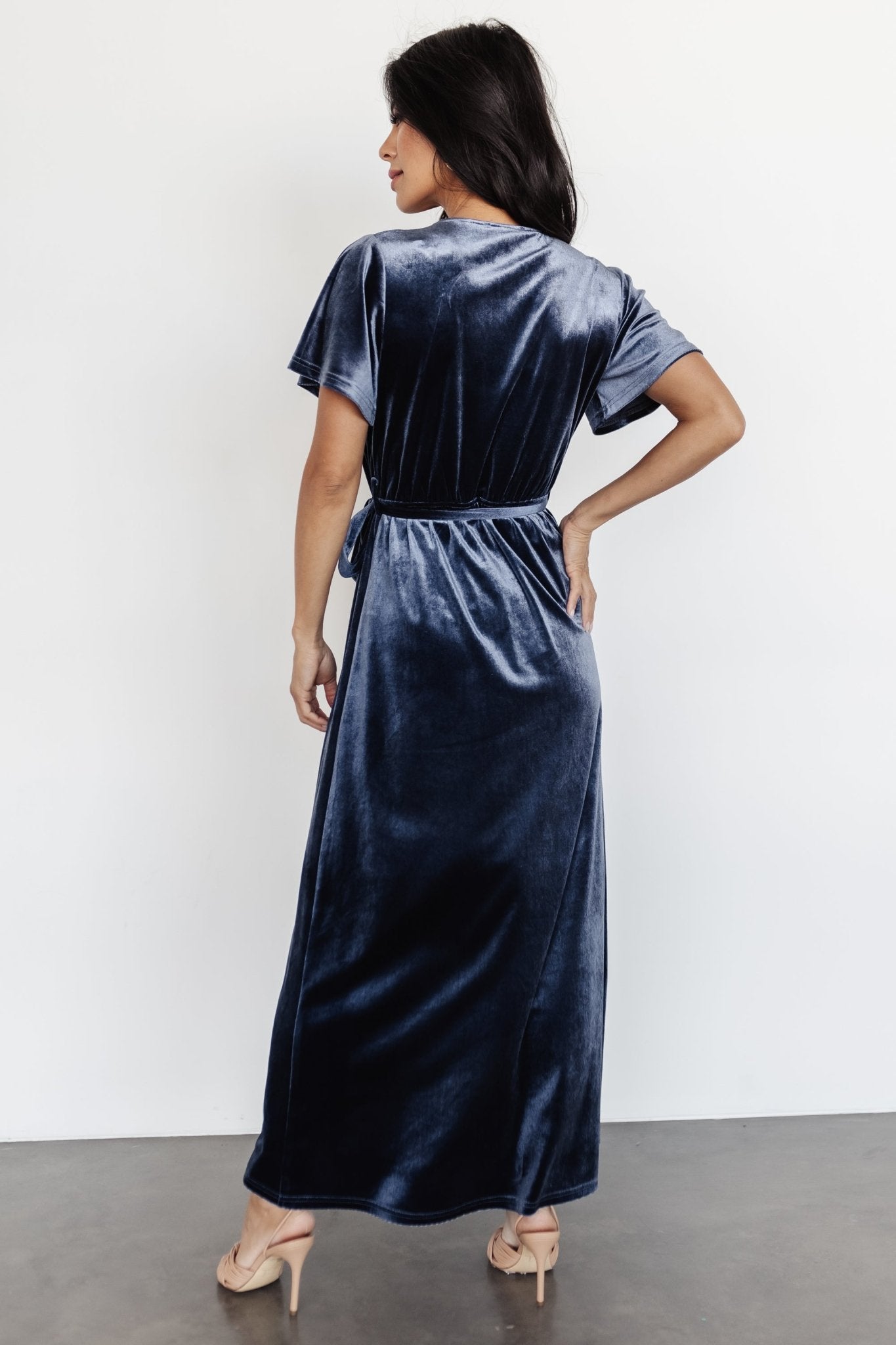 Nadine Velvet Midi Dress | Blue Cheap Sale Big Discount