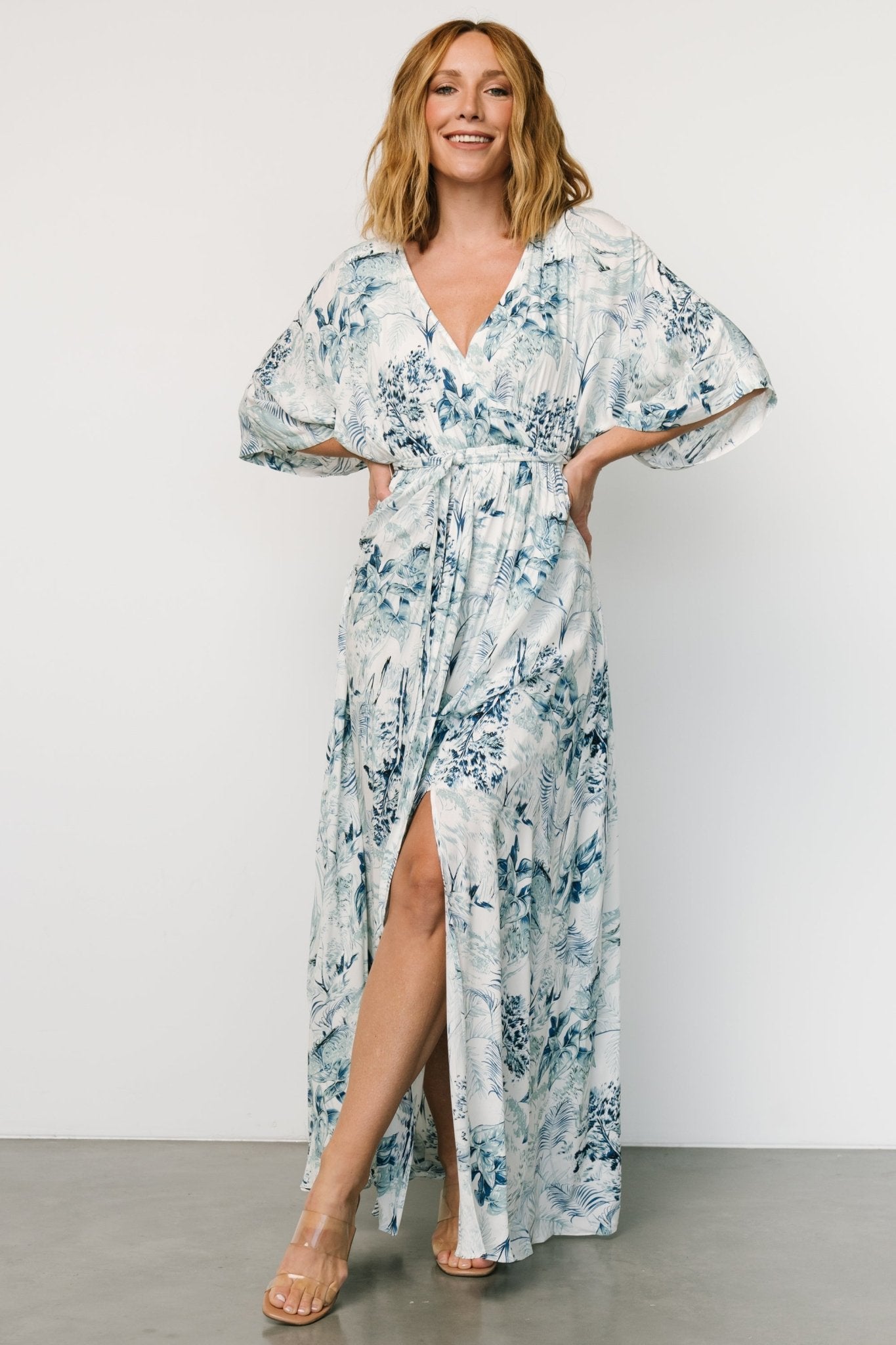 Kalea Maxi Dress | Blue + White Free Shipping Fast Delivery