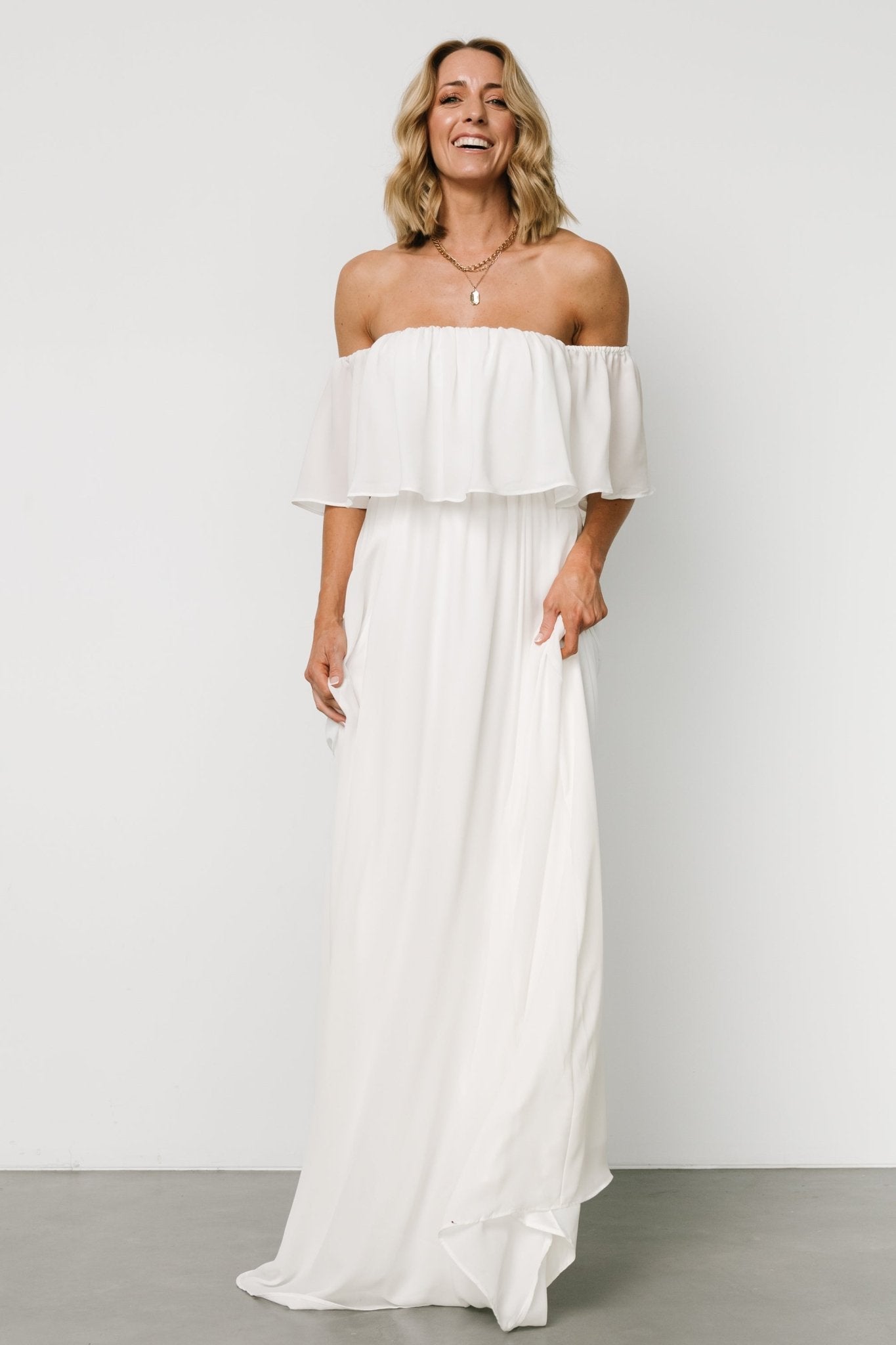 Diana Off Shoulder Maxi Dress | Off White Discount Big Sale