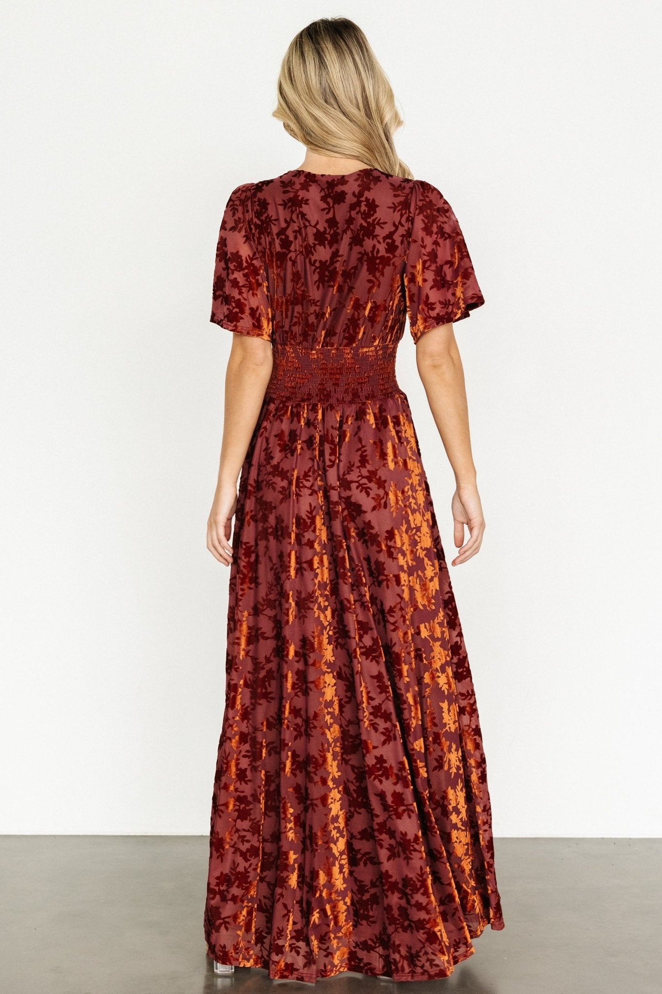 Veronica Velvet Maxi Dress | Rust With Paypal Free Shipping