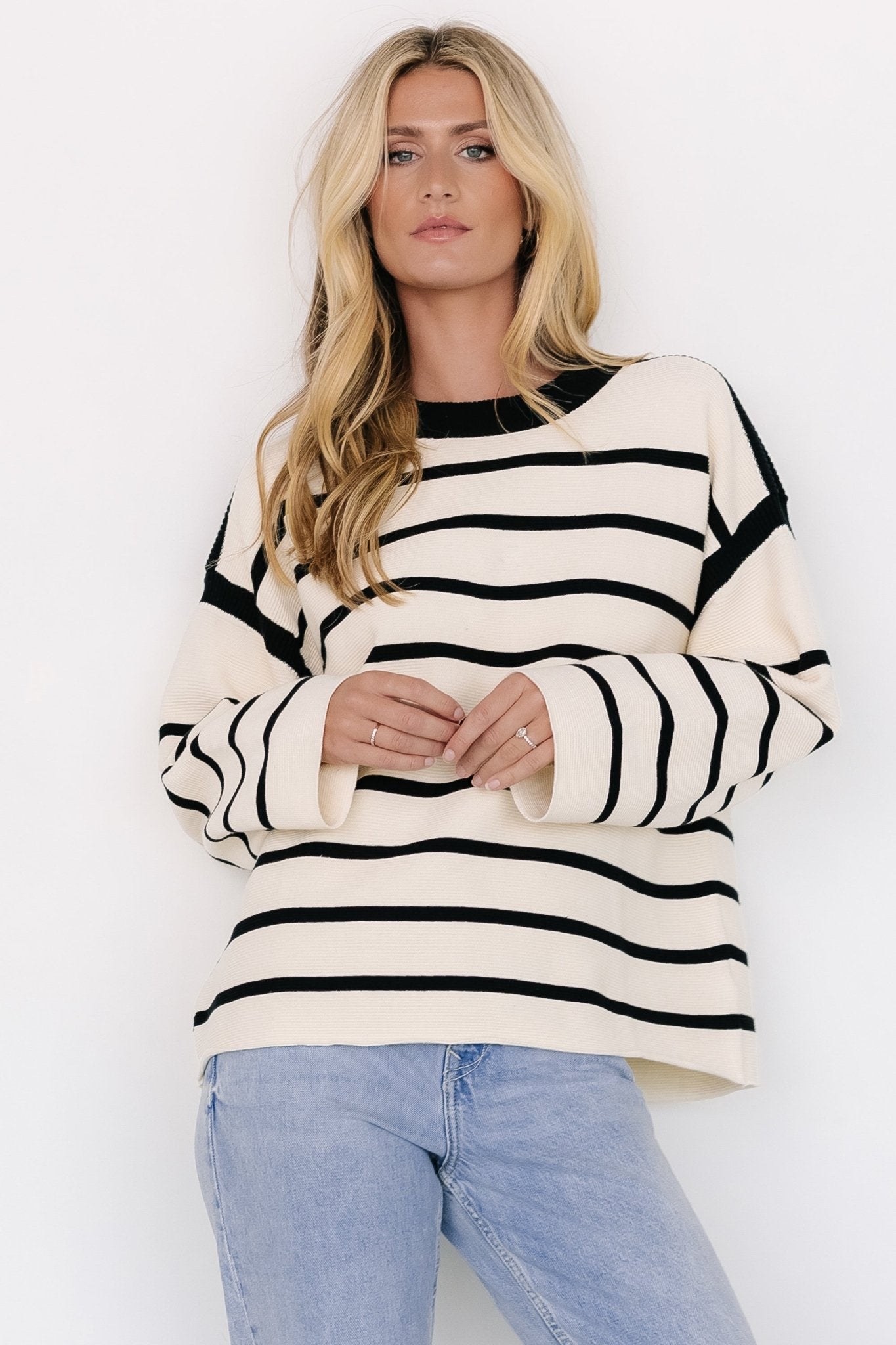 Conway Striped Sweater | Cream + Black Many Kinds Of Cheap Pice