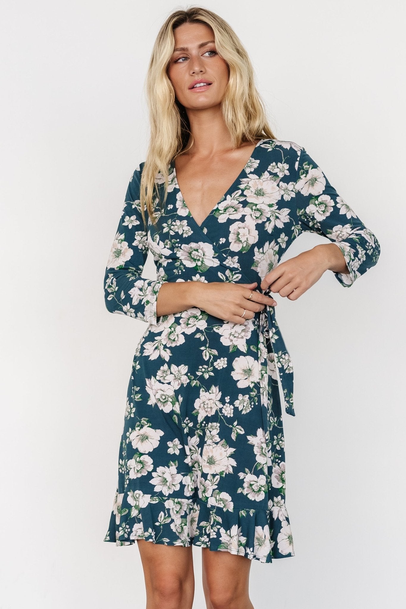 Declan Short Dress | Dark Green Floral For Sale