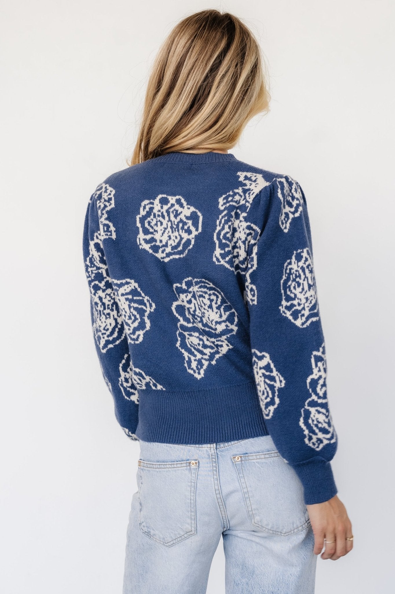 Blake Floral Sweater | Blue + Cream Discount Explore