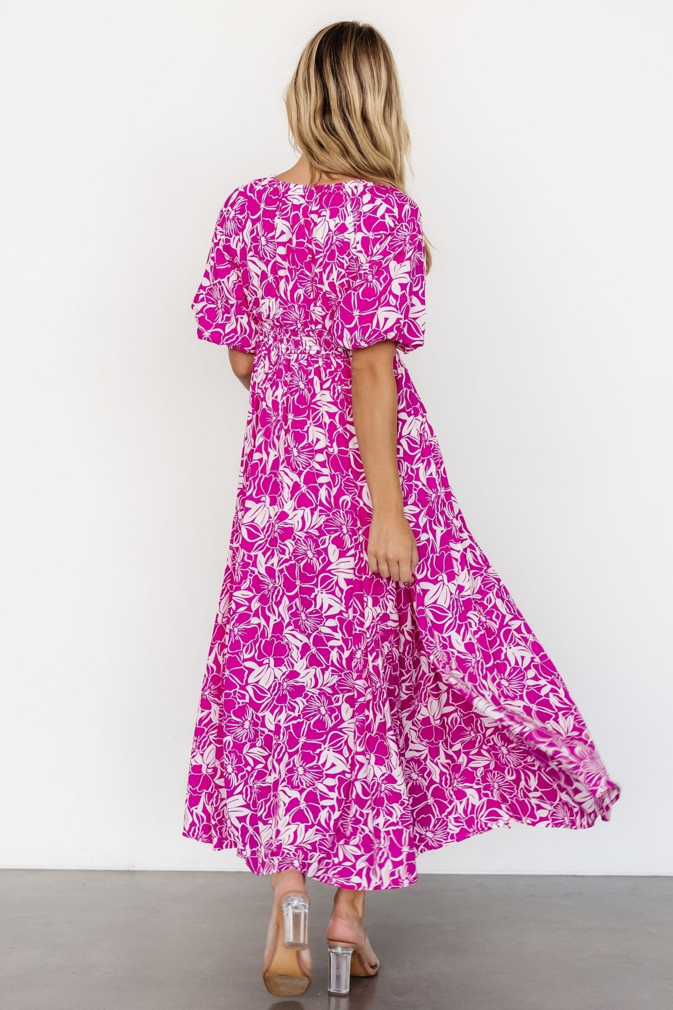 Elaine Maxi Dress | Magenta + White Fashionable Online