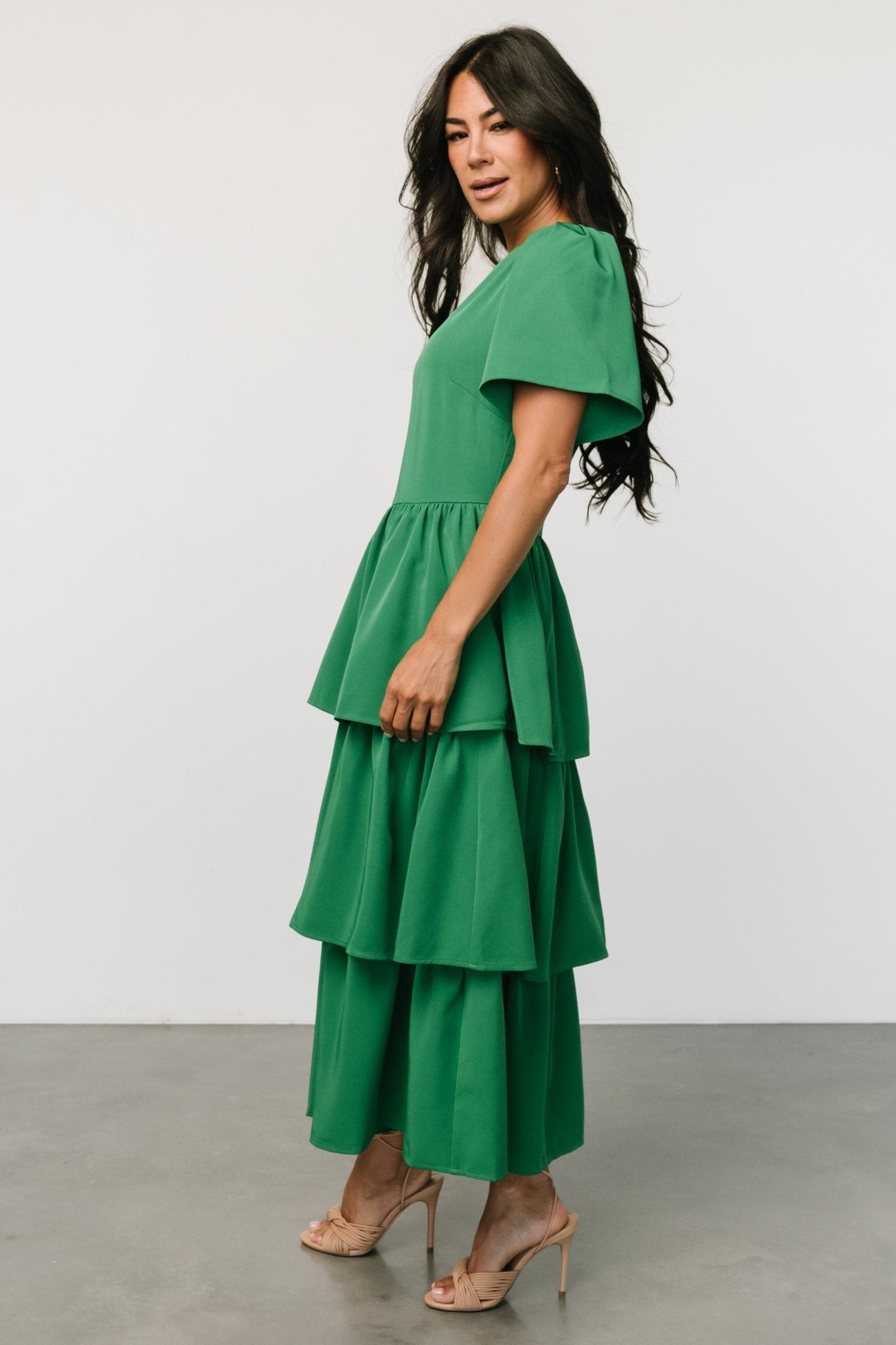 Cadenza Tiered Maxi Dress | Green Outlet Clearance