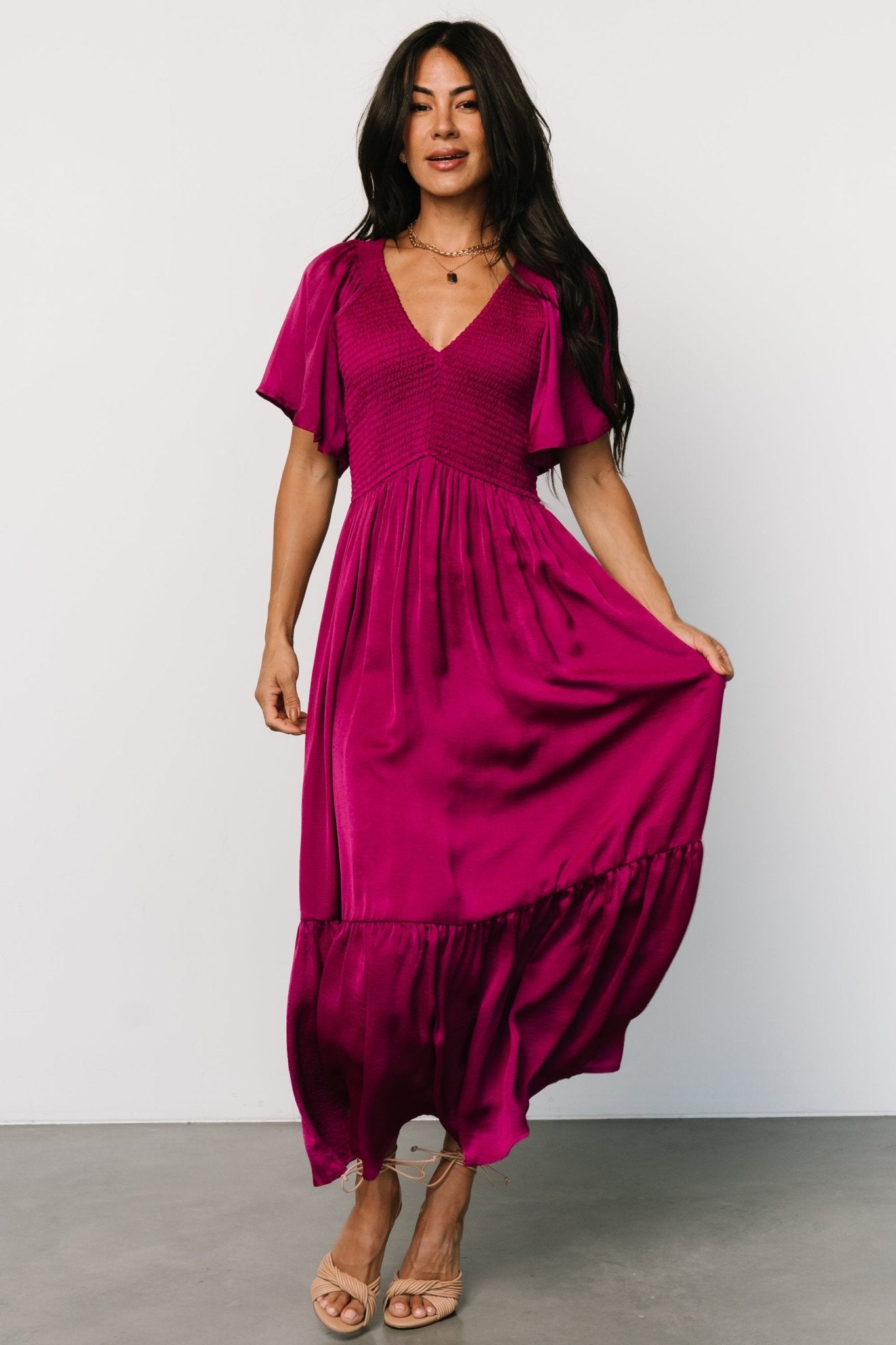 Lovell Smocked Midi Dress | Wine Berry Outlet Newest