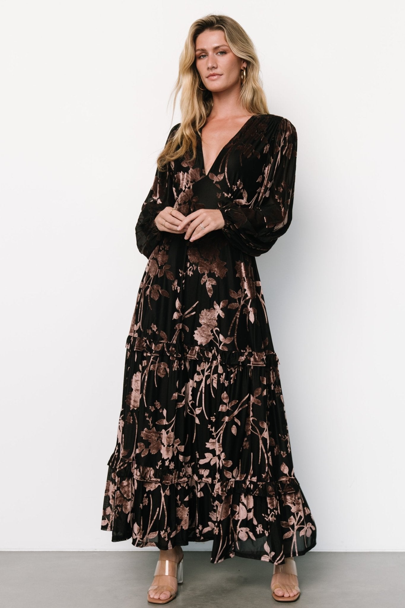 Liana Velvet Embossed Maxi Dress | Black Buy Cheap Best Pices