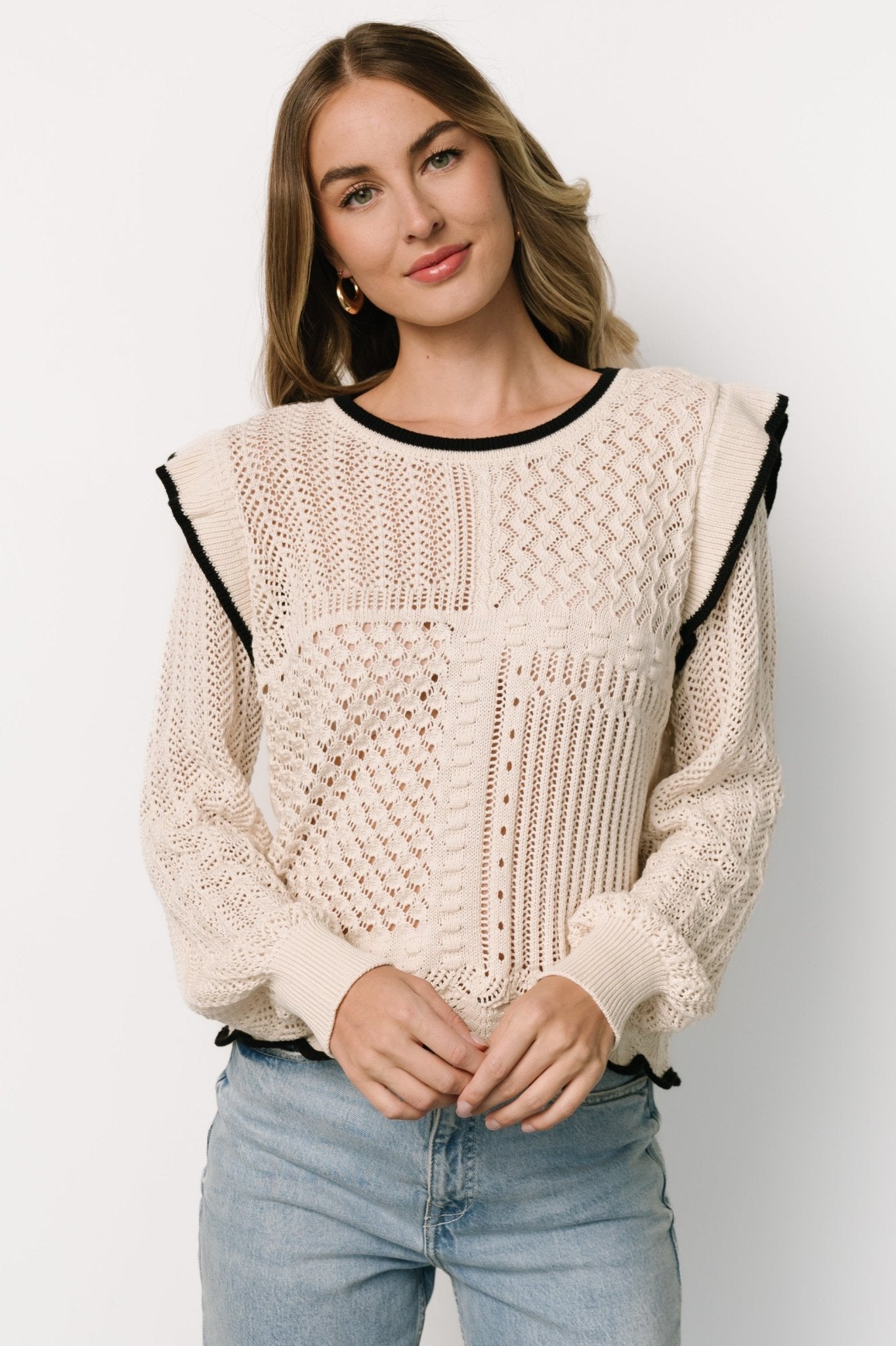 Oleya Knit Sweater Top | Ivory Sale View