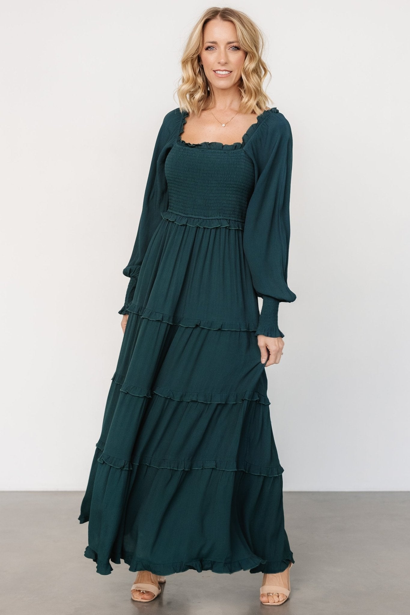 Lana Smocked Maxi Dress | Dark Green Grey Outlet Store Online