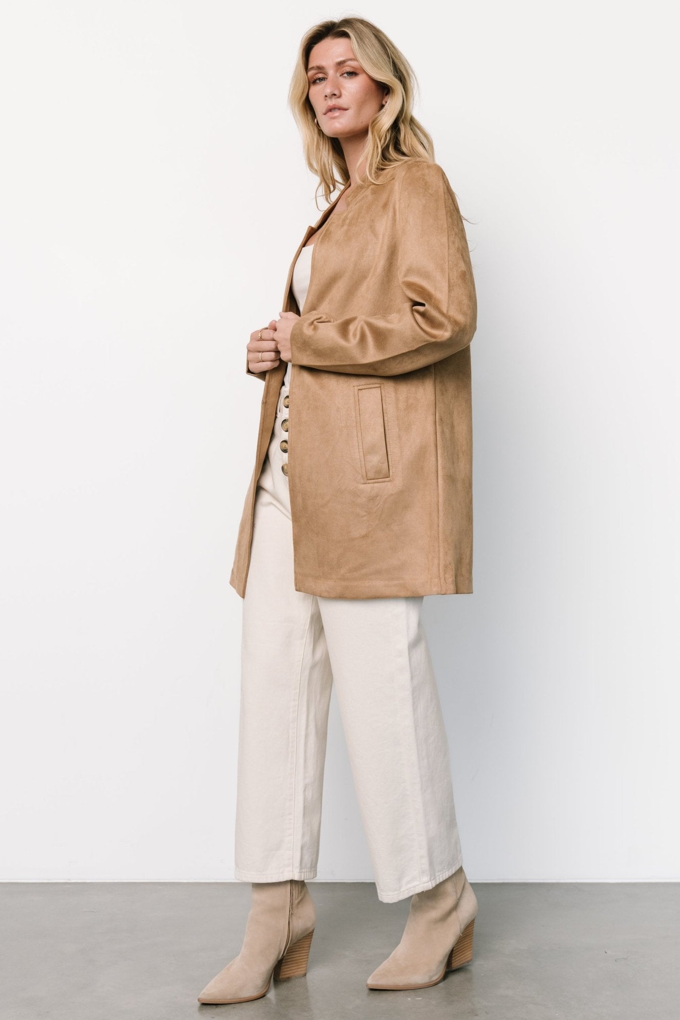 Queenie Faux Suede Jacket | Camel From China For Sale