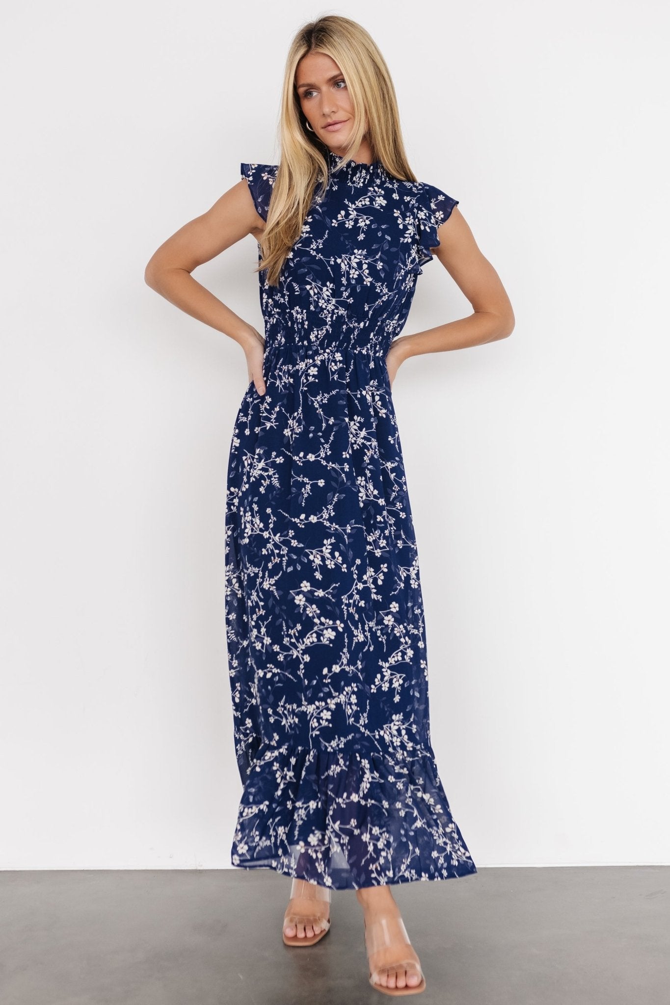 Kearny Ruffle Maxi Dress | Blue Floral Discount In China