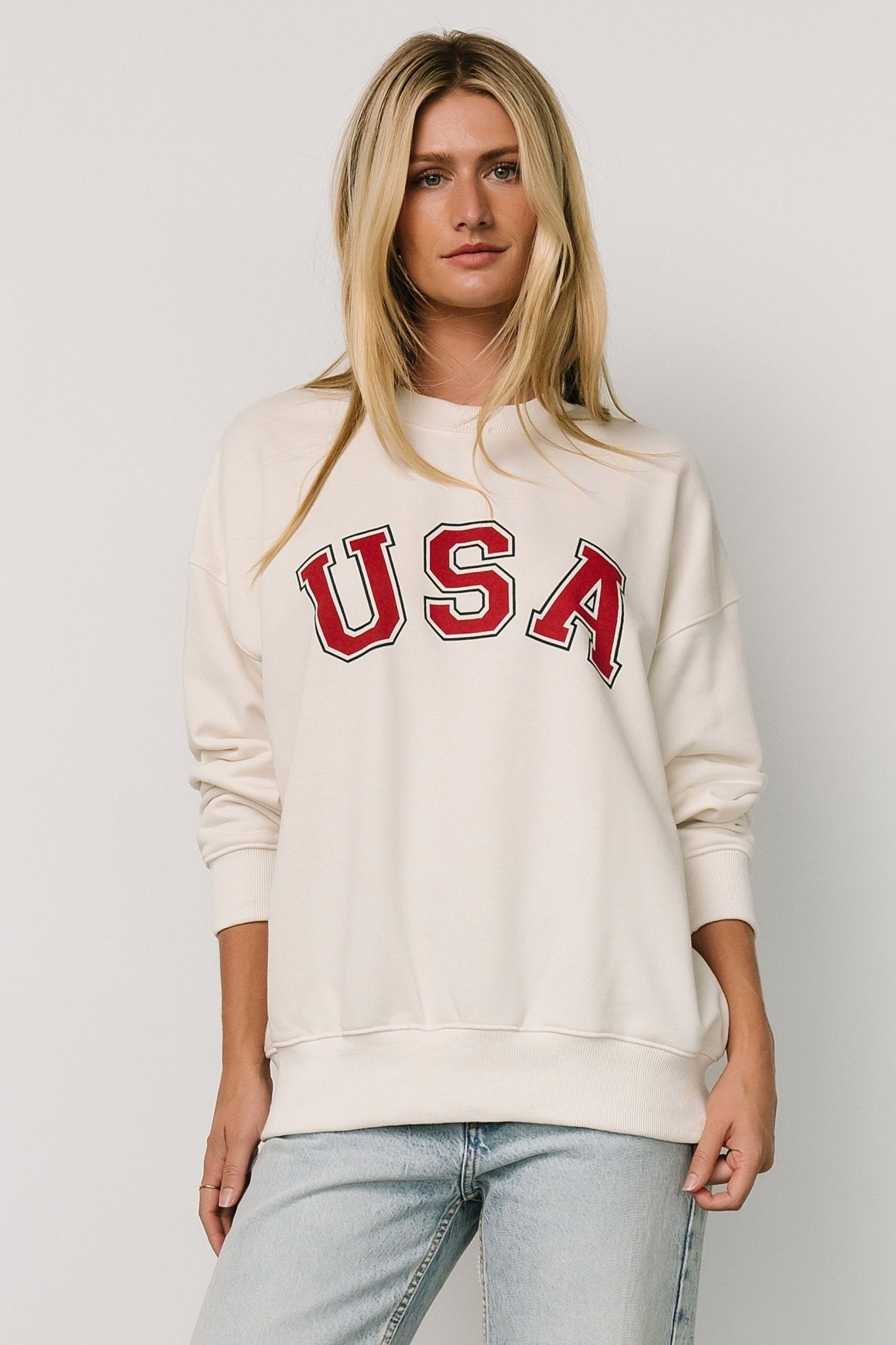 USA Oversized Sweatshirt | Ivory Discount Newest