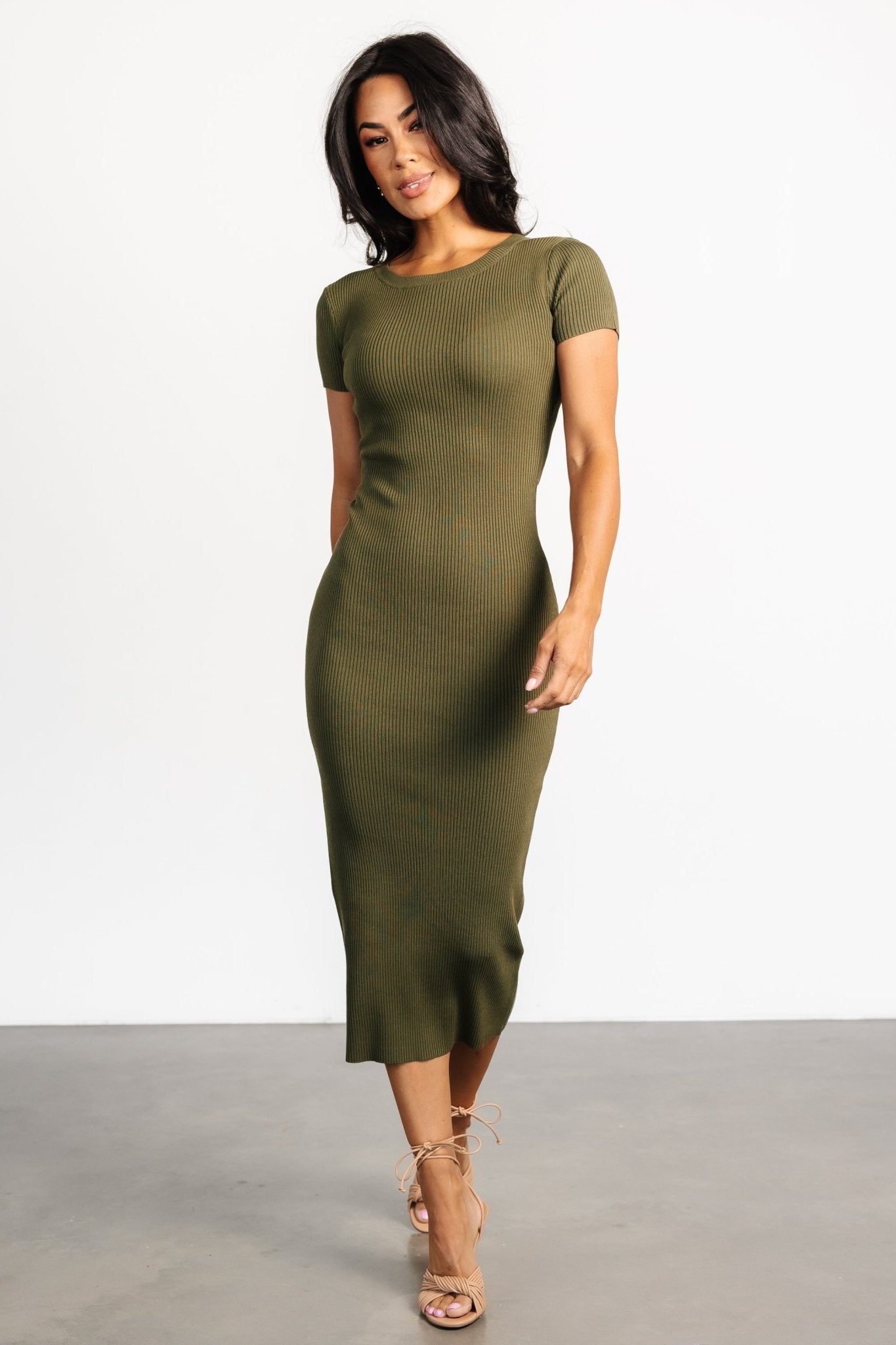 Dana Ribbed Midi Dress | Olive Cheap Sale Looking For