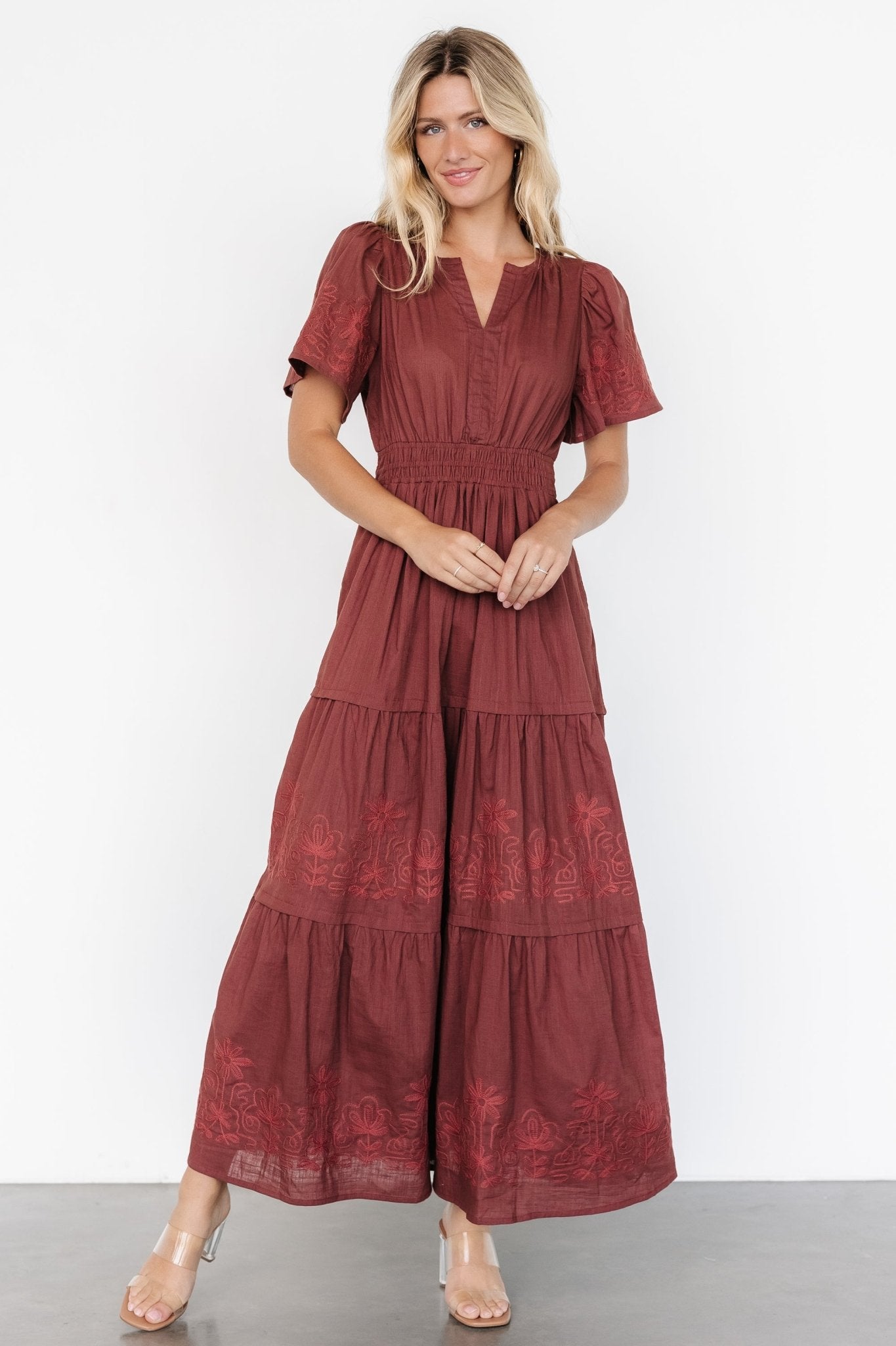 Kennedy Embroidered Maxi Dress | Marsala Comfortable Cheap Online