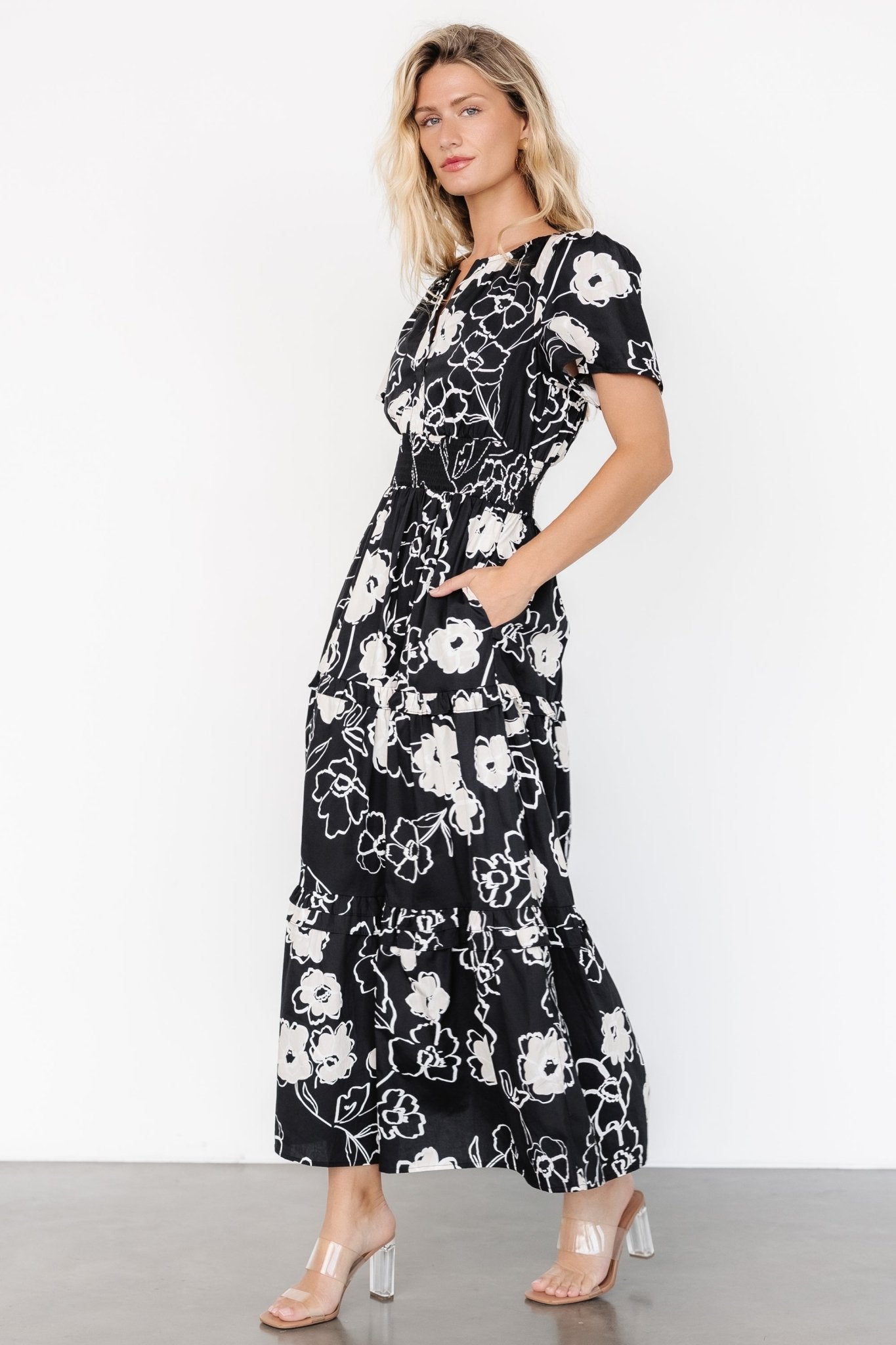 Kiana Poplin Maxi Dress | Black + Cream Outlet 2025 Unisex