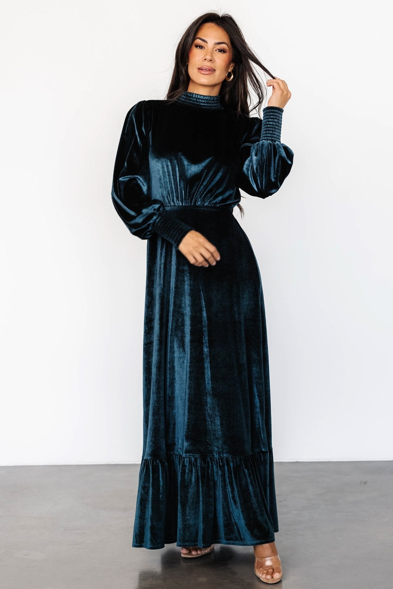 Elodie Velvet Maxi Dress | Jade Excellent