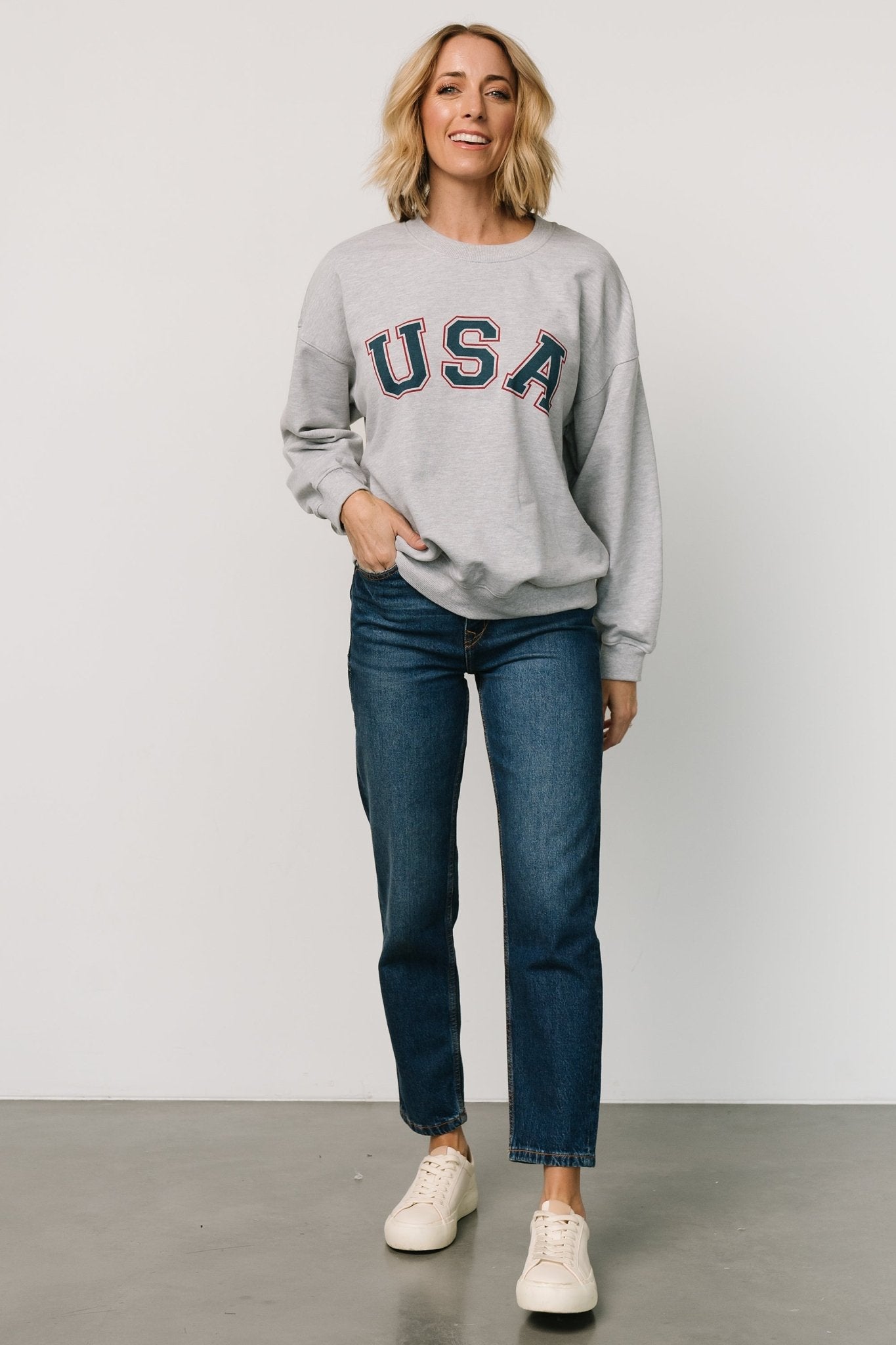 USA Oversized Sweatshirt | Heather Gray Sale Classic