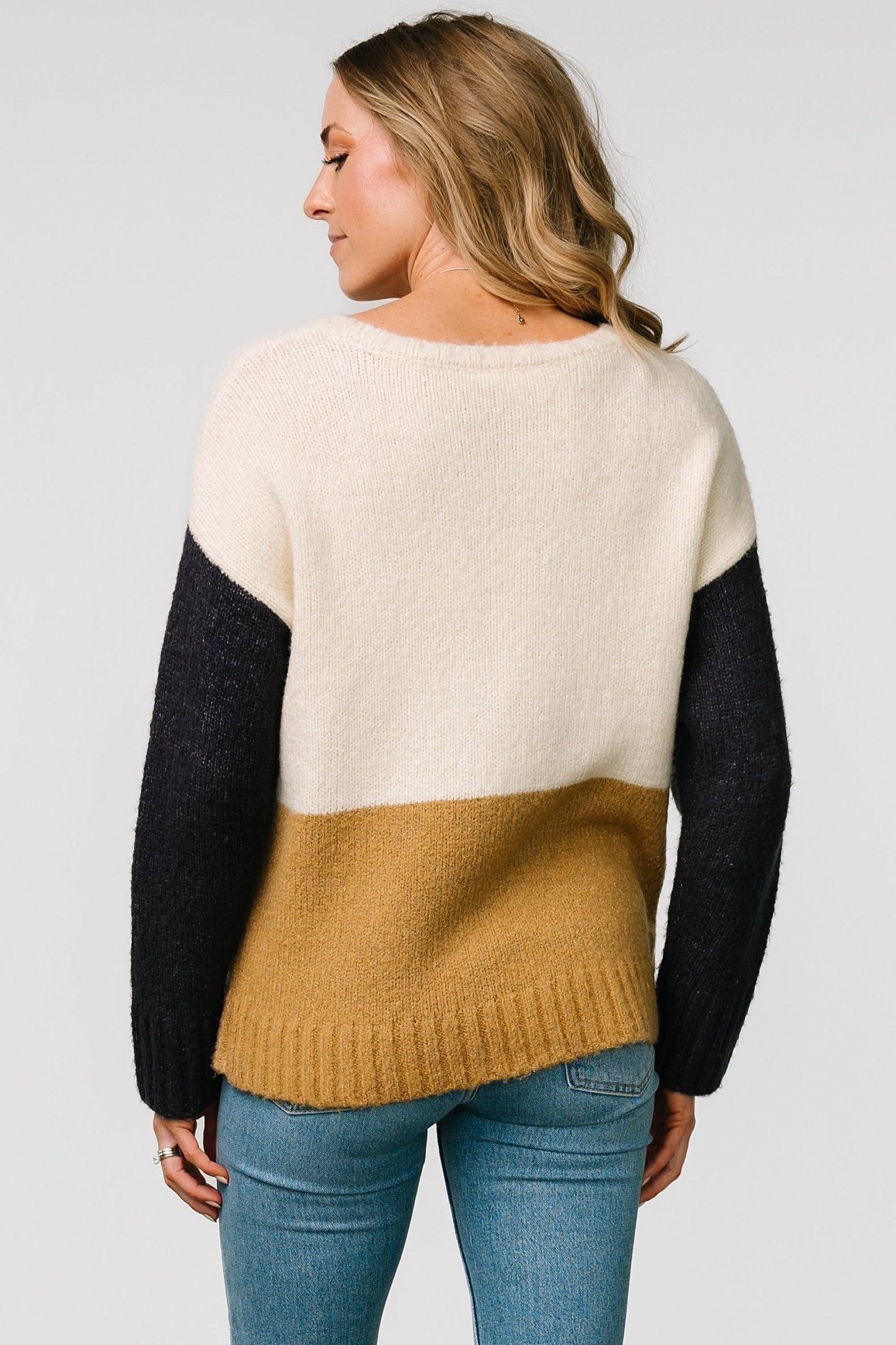 Randi Color Block Sweater | Cream + Navy Cheapest