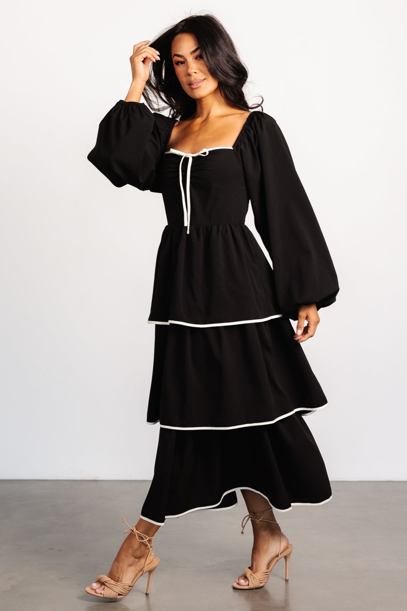 Barcelona Tiered Dress | Black Free Shipping For Nice