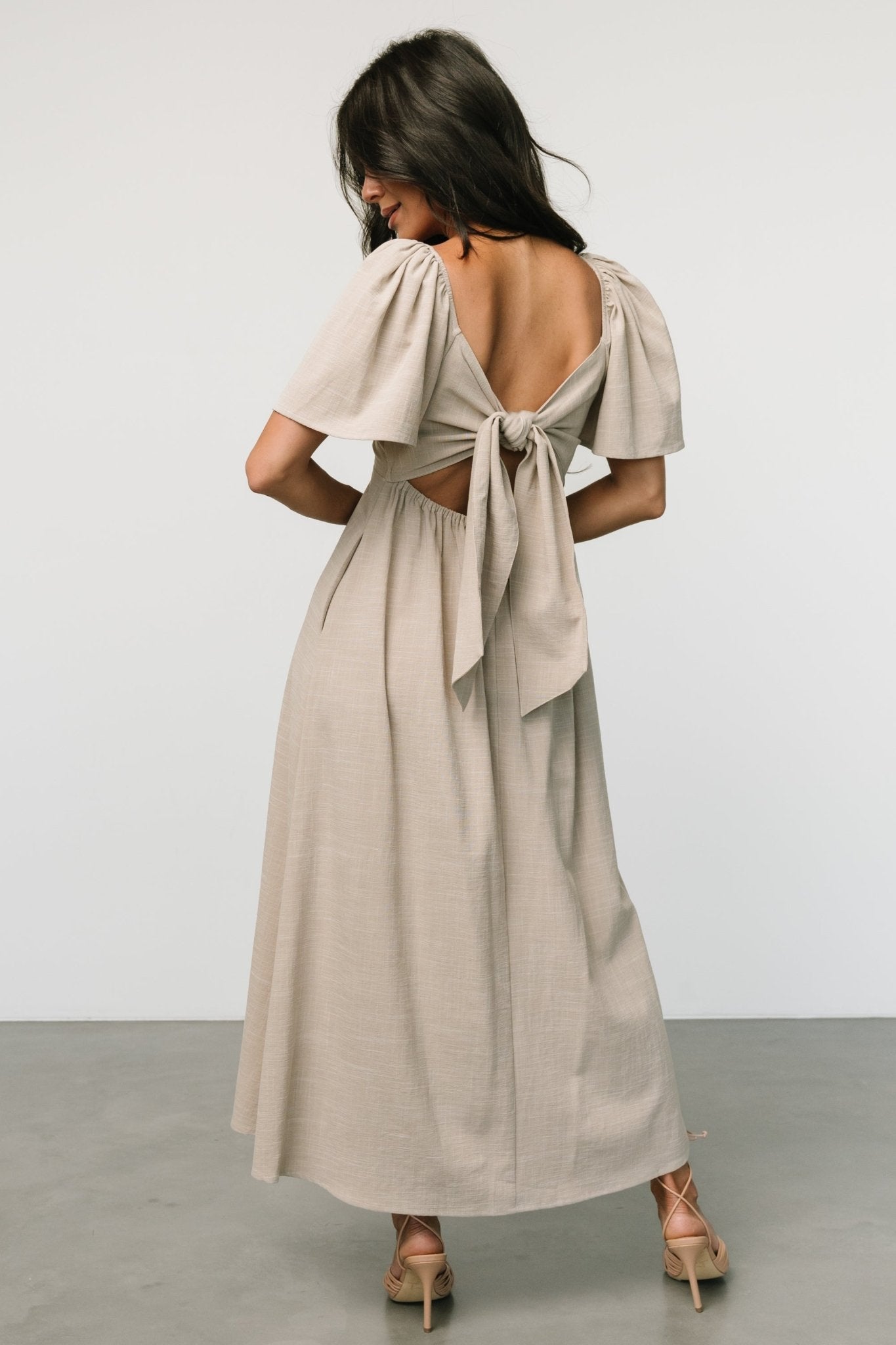 Indie Back Tie Dress | Oatmeal Pay With Visa Sale Online