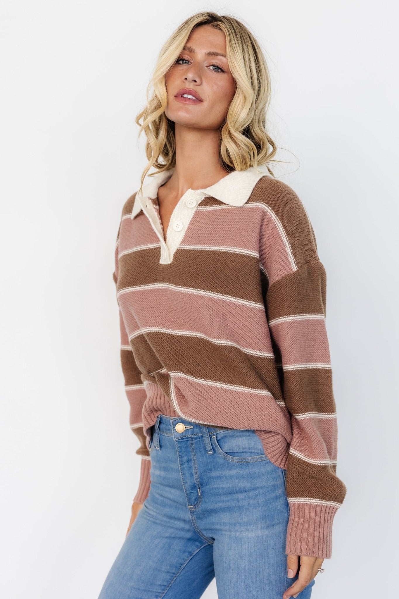 Priya Striped Sweater | Mauve + Mocha Cheap Websites