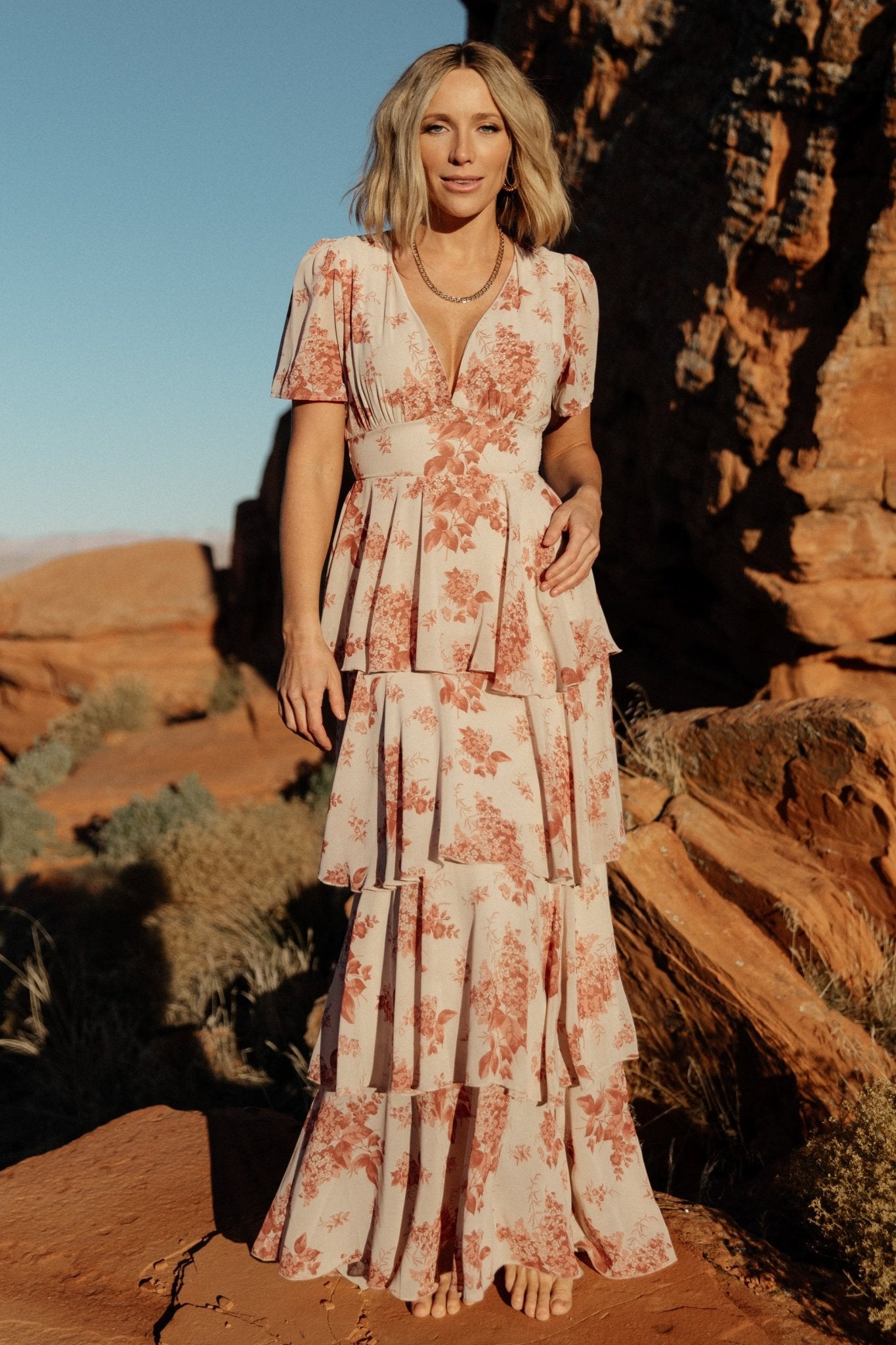 Montaigne Ruffle Maxi Dress | Rose Floral Geniue Stockist For Sale