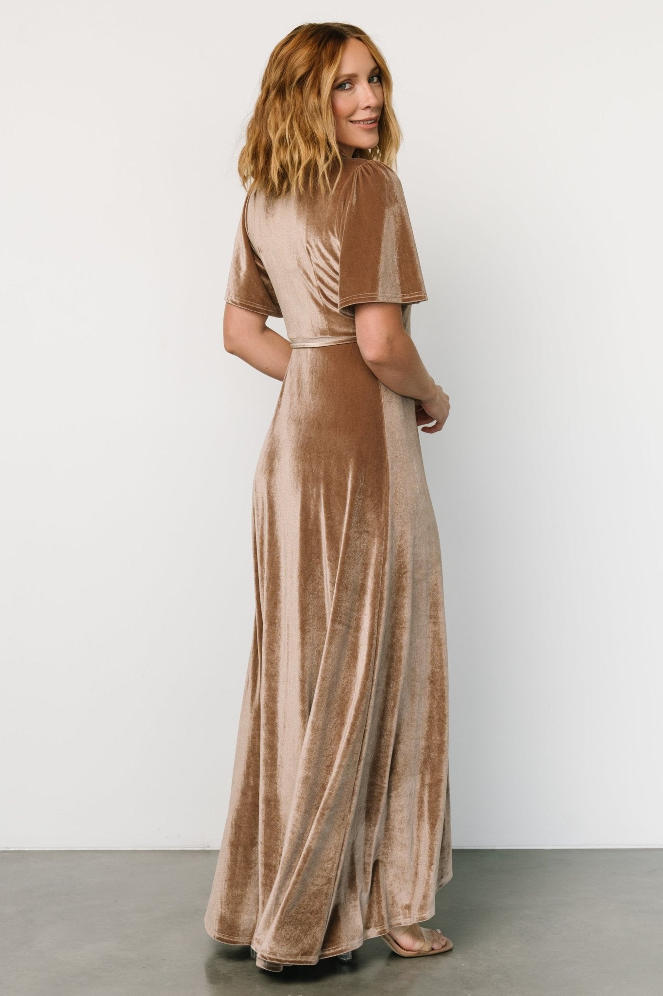 Katelyn Velvet Maxi Wrap Dress | Taupe Cheap Sale Popular