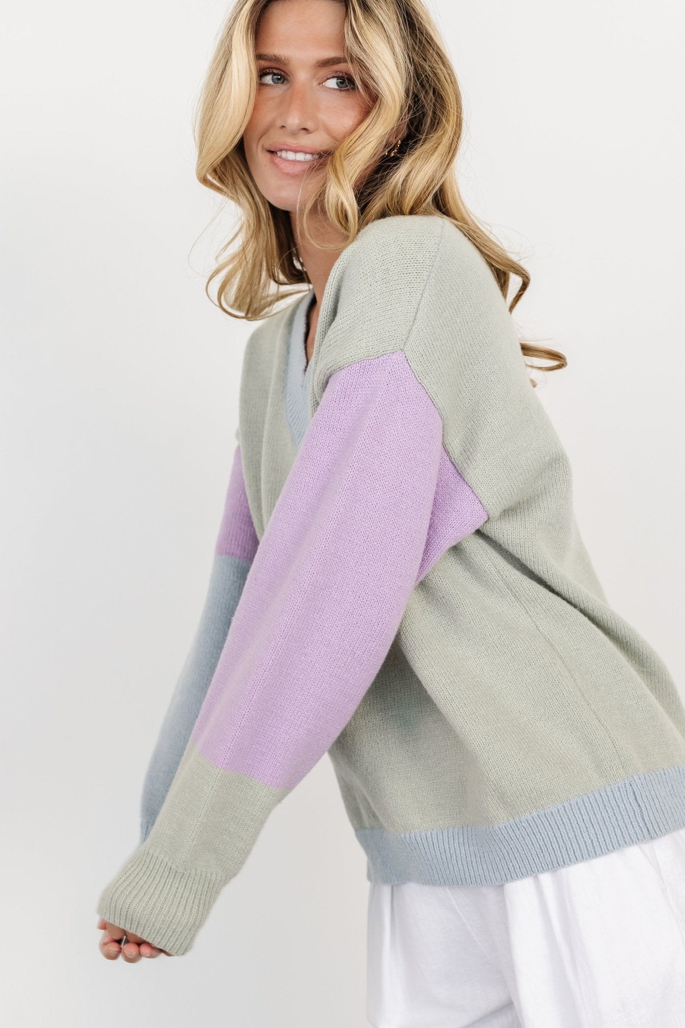 Varsity Color Block Sweater | Sage Fashionable